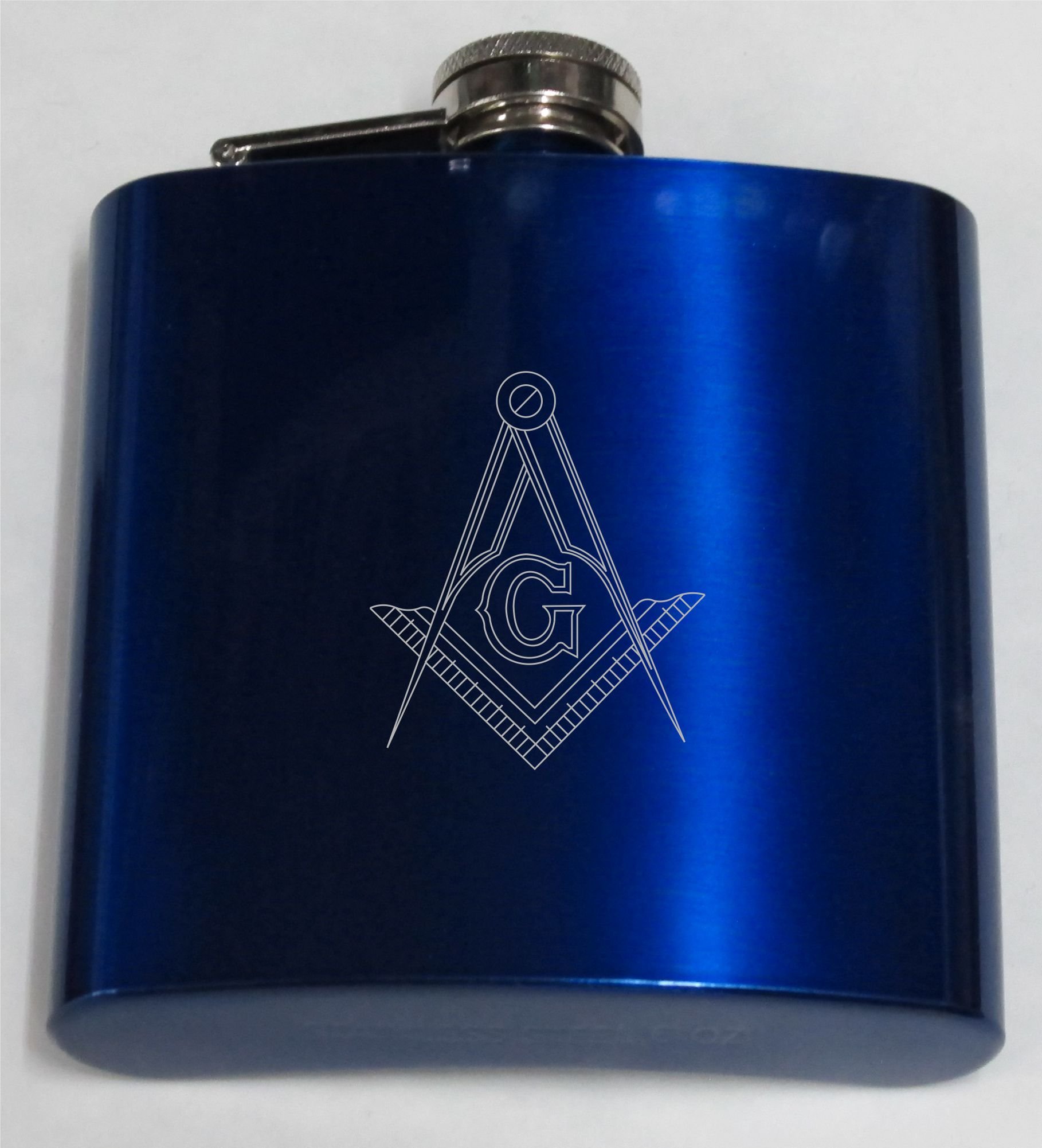 Lucy G BLUE MASONIC HF7 PERSONALISED ENGRAVED 6OZ HIP FLASK