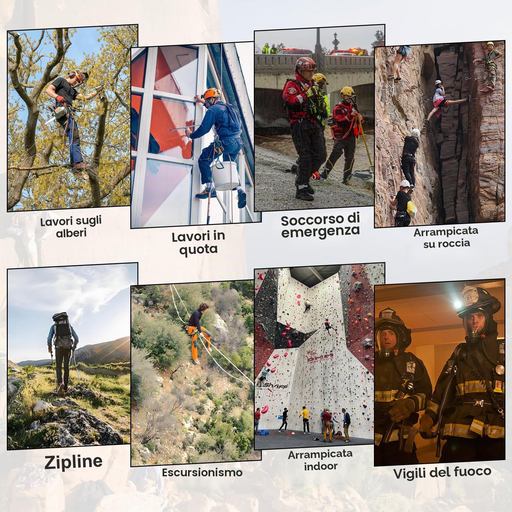 Imbracatura Integrale per Arrampicata SOB Certificata CE, Cintura di Sicurezza Regolabile con Vita Sganciabile per Alpinismo, Arrampicata su Roccia, Discesa in Corda Doppia, Soccorso Antincendio, Tree