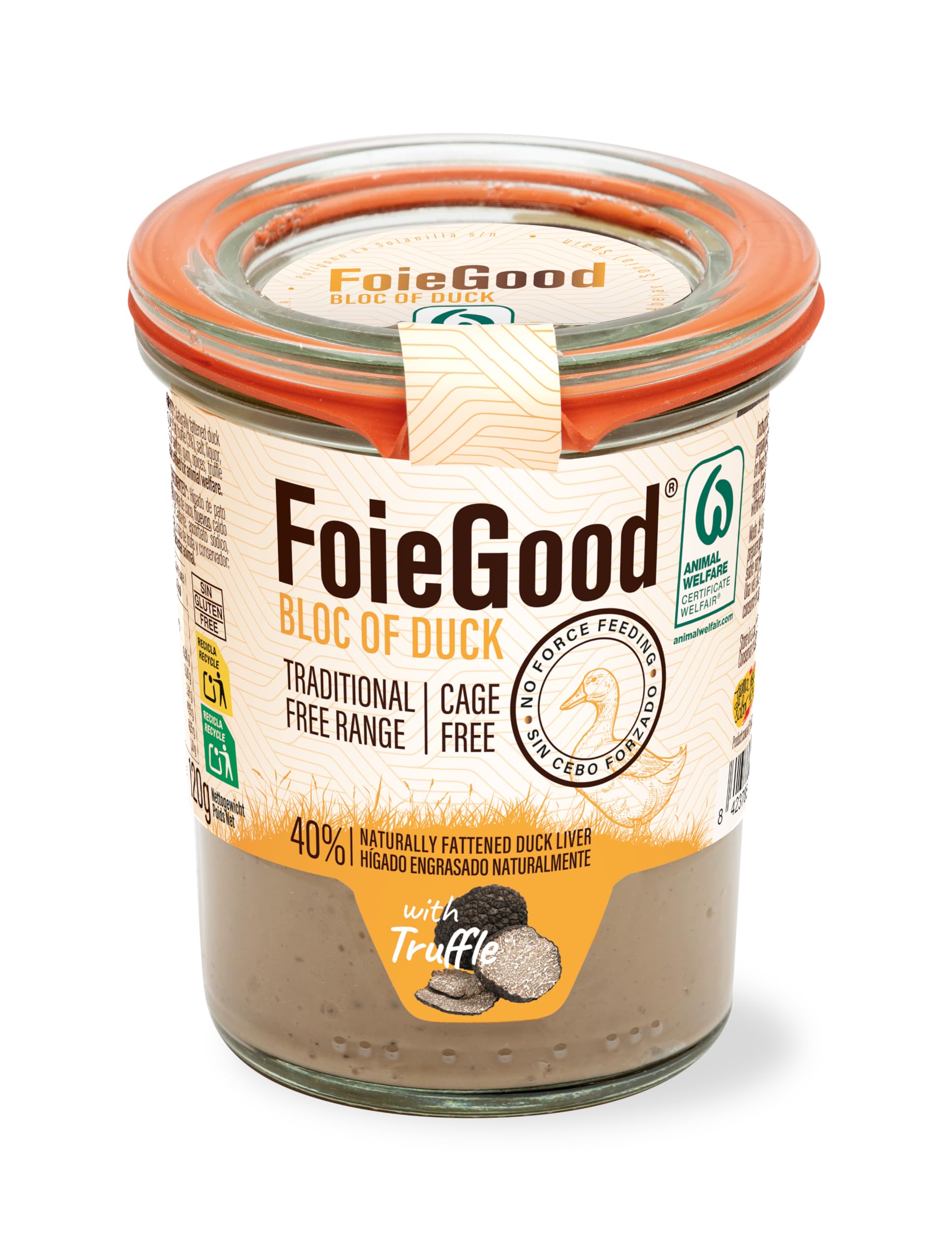 FoieGood Bloc d'Anatra al Tartufo - Paté d’Anatra al Tartufo – Texture Cremosa – Senza Alimentazione Forzata – Benessere Animale Certificato Welfair®