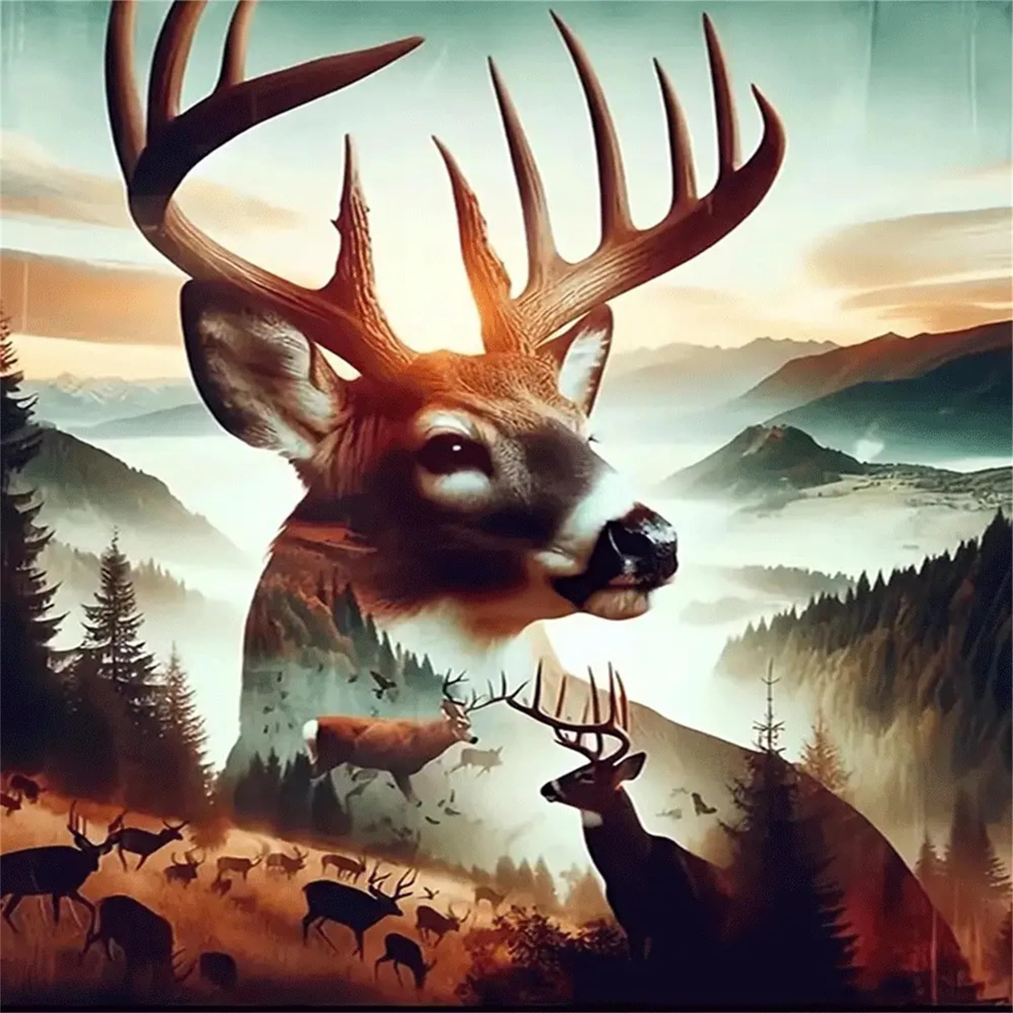 Jiqinsiye 5D Diamond Painting Kit for Adults,Diamond Art Kits for Beginner,Gem Art,Crystal Art Kits Full Round Drill for Home Wall Decor Gifts for Women, Men (Deer)