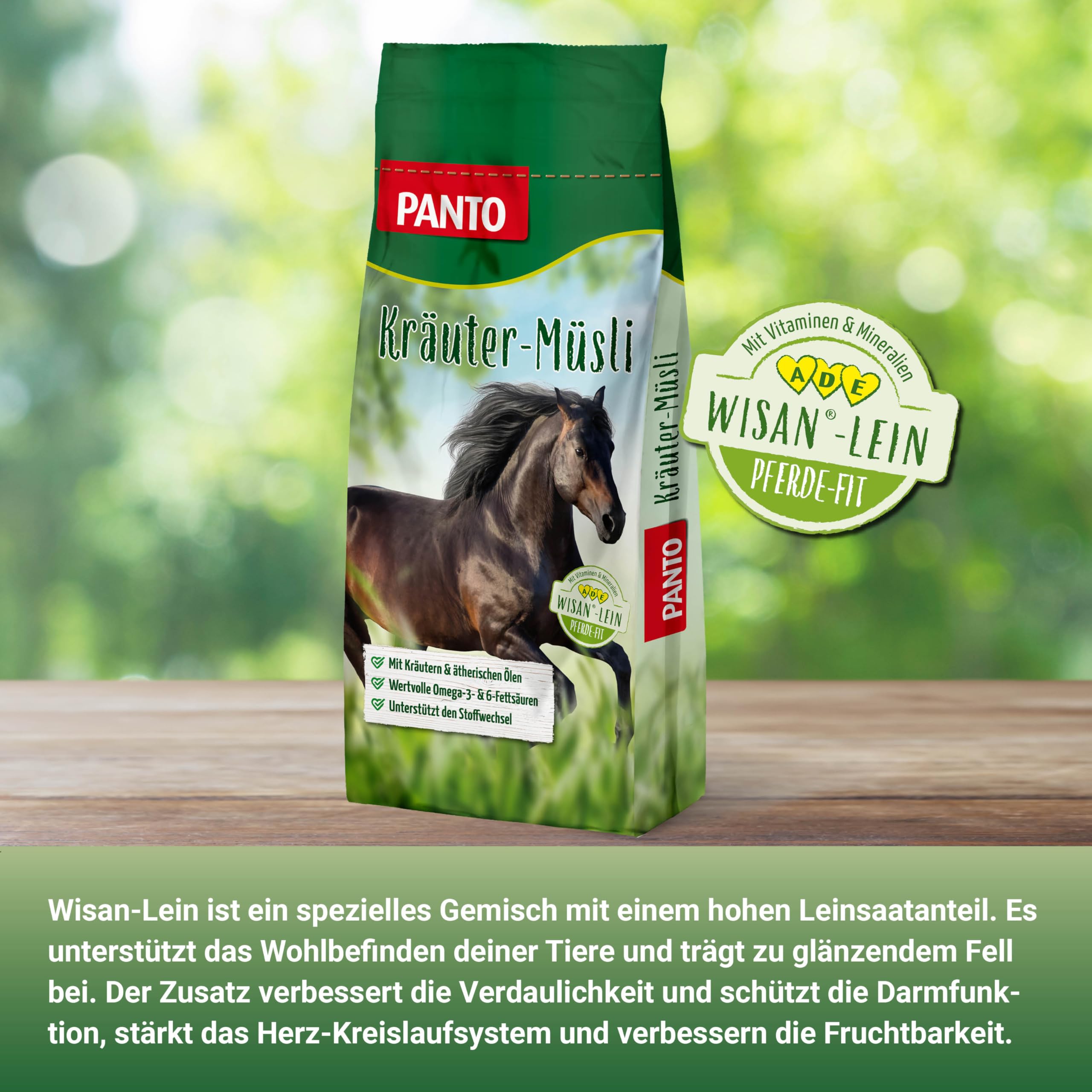 PANTO Kräutermüsli mit Wisan-Lein 20 kg – Pferdemüsli mit Omega-3 & 6