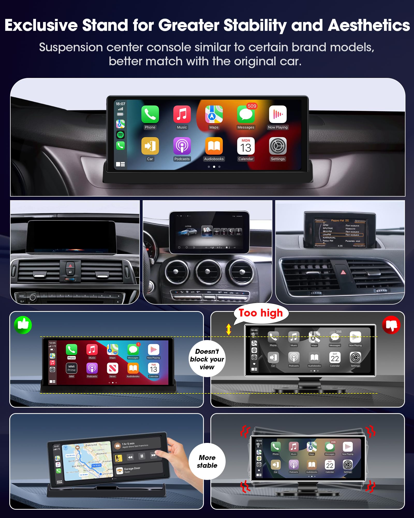 Screen Auto Wireless 10,26 Pollici Carplay GPS Siri - Dettaglio