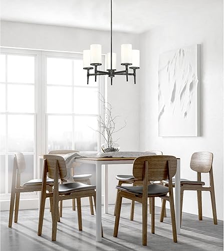 Miniatura 5 de Westinghouse 6324700 Courtfield - Candelabro de interior de cinco luces, acabado de aluminio envejecido con cristal de ópalo blanco