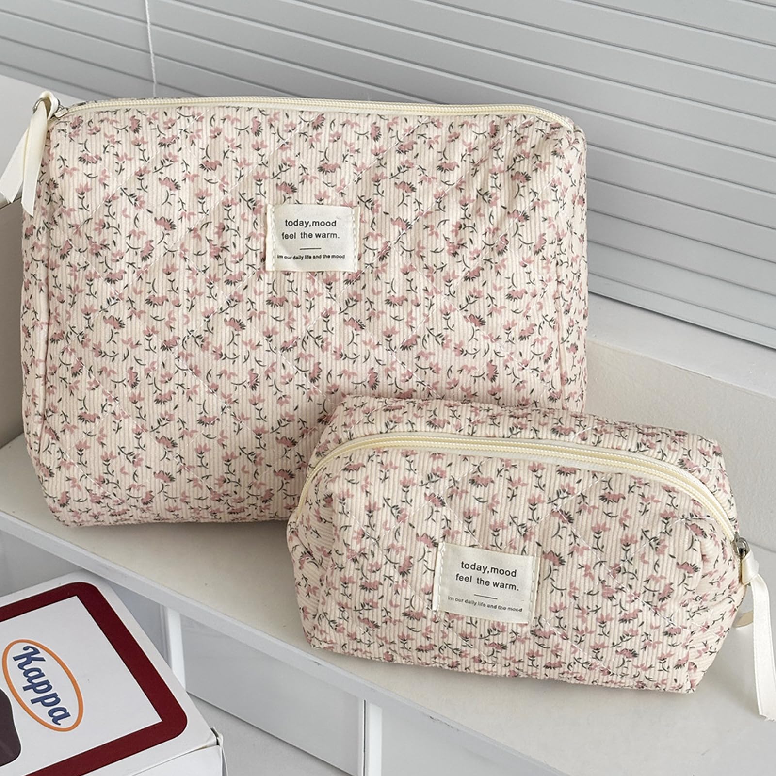 2 Pezzi Borsa per Cosmetici Donna, Borsa per Cosmetici per Donna Personalizzata Iniziale, Trousse Trucchi Organizer, Pochette da Viaggio Mare Elegante, Ideale Come Regalo da Viaggio