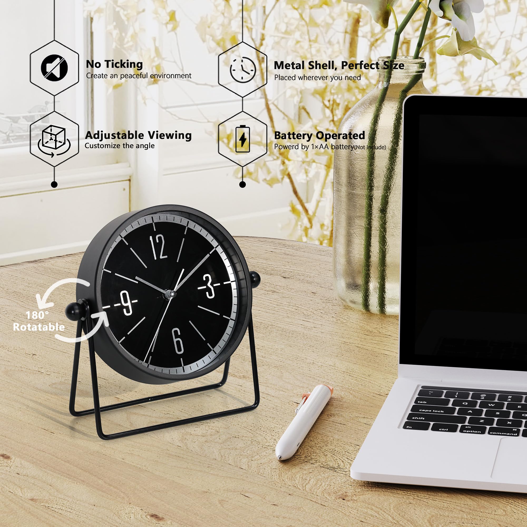 AYRELY Orologio silenzioso nero