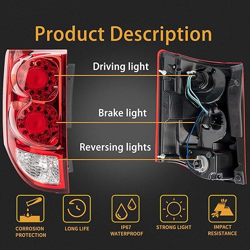 Miniatura 2 de MiKaFex Conjunto de luz trasera lateral del conductor y del pasajero compatible con Dodge Grand Caravan 2011-2020 lámpara trasera LED trasera