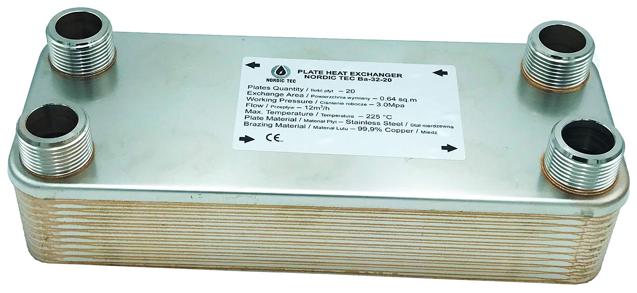 Nordic Tec Ba-32-20 - Scambiatore di calore in acciaio INOX, 20 piastre da 125 kW