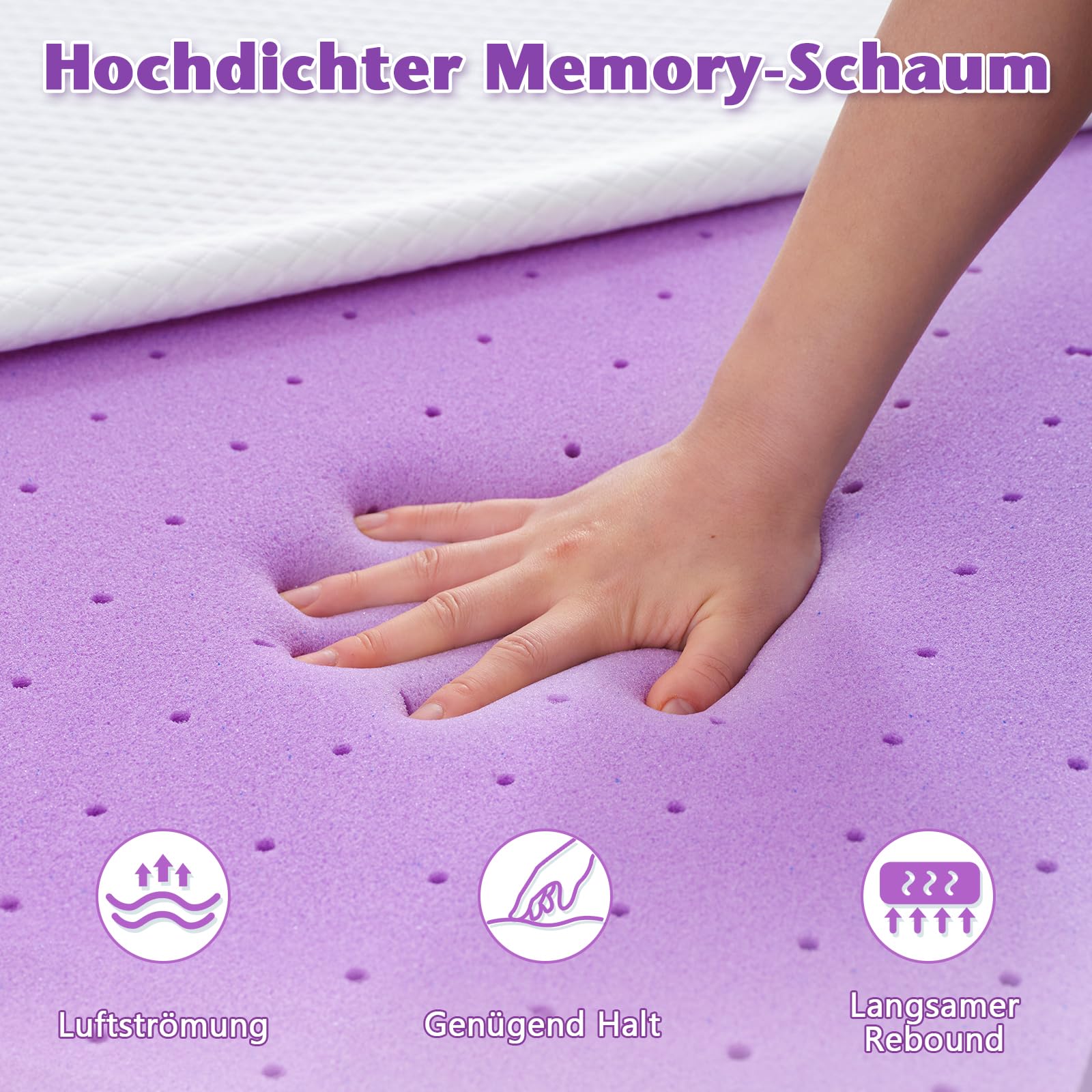 LANOX Gel Memory Foam Matratzen Topper H3 – 7,5 cm Gel Topper 140x200 cm, Orthopädisch & komfortabel, Druckentlastend mit Abnehmbarem und Waschbarem Bezug für Boxspringbett & Schlafsofa