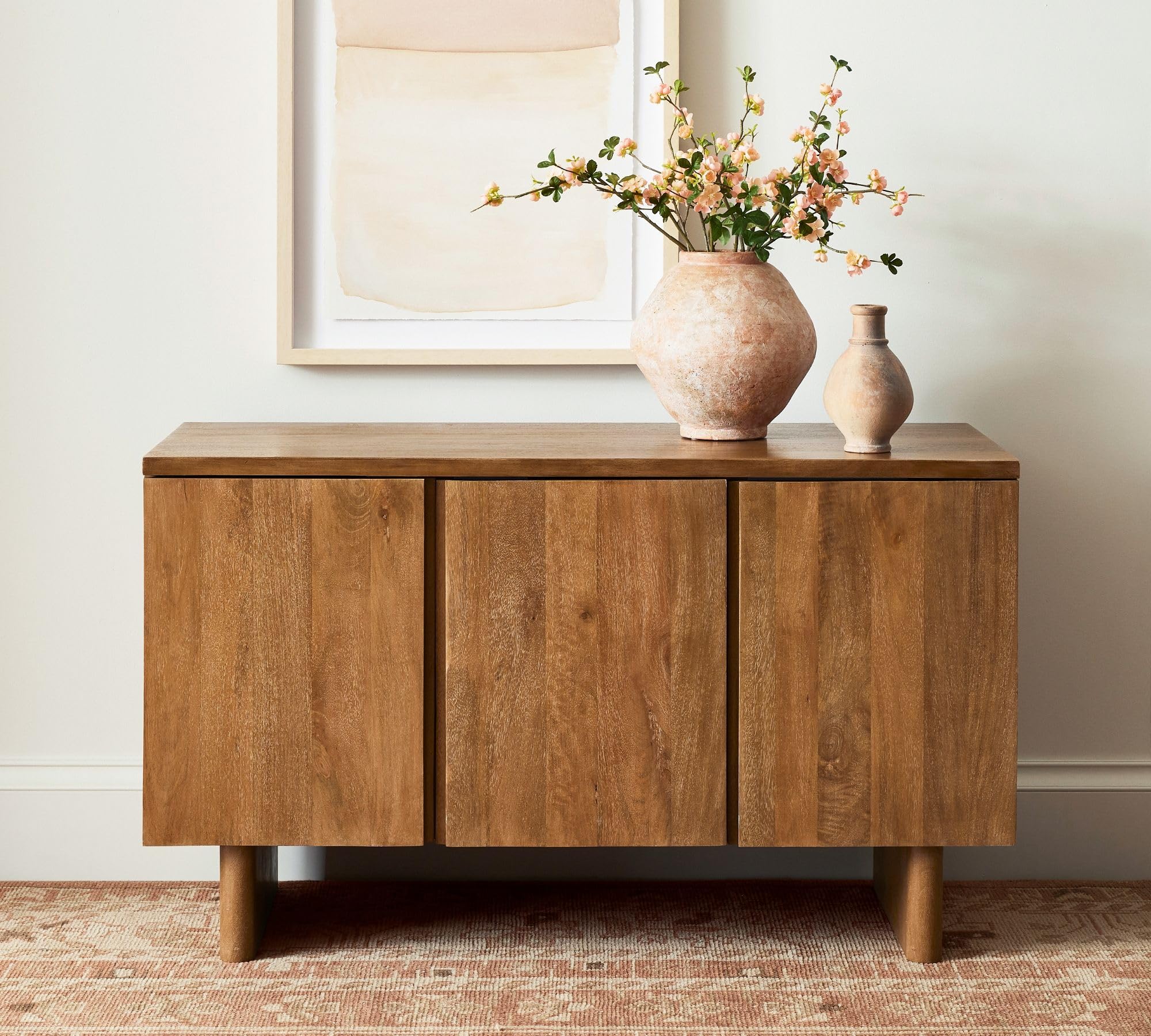 Solid Mango Wood Sideboard Buffet Cabinet | Modern 3-Door Storage Cabinet | Wooden Credenza for Dining Room, Living Room & Entryway-image-17