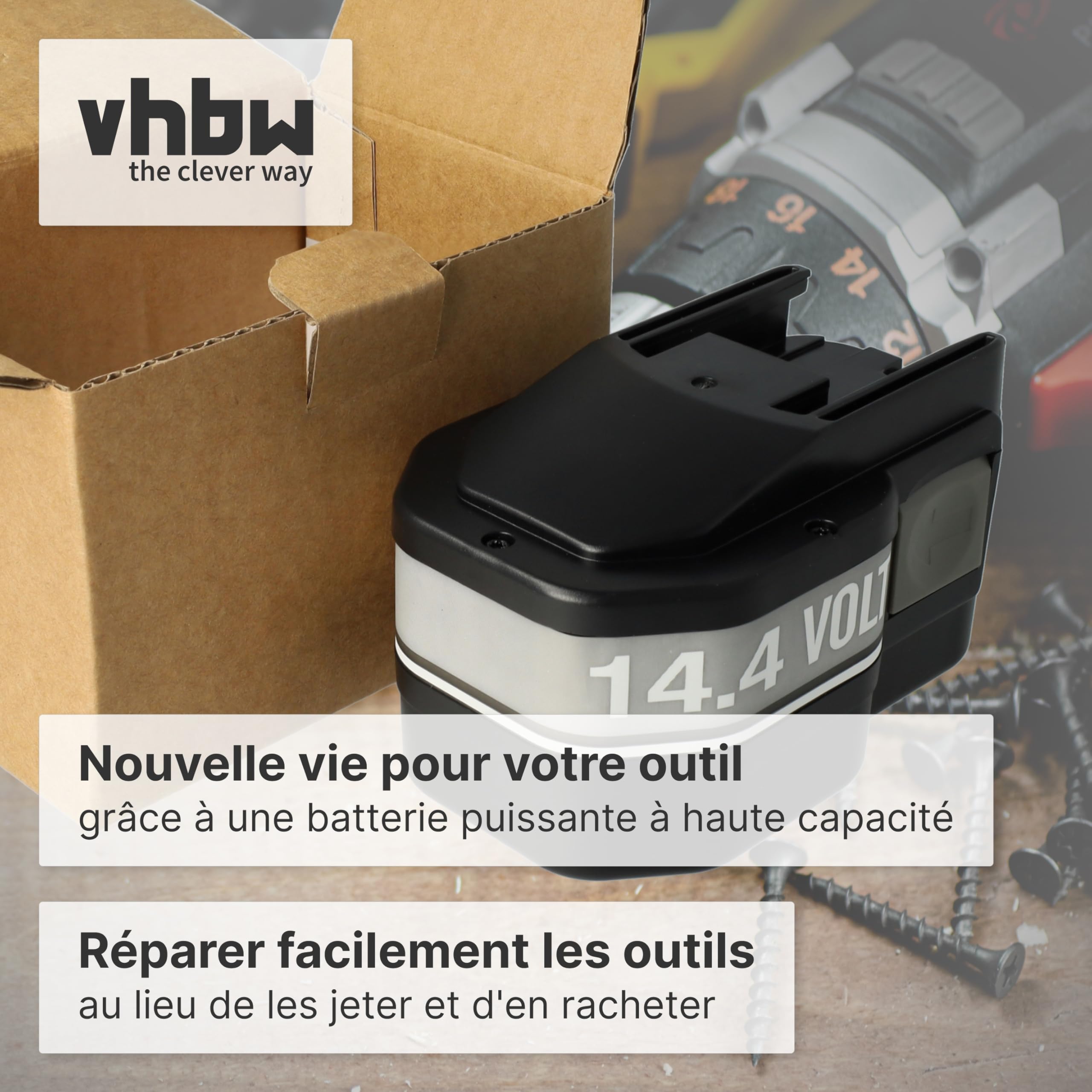 vhbw NiMH Batterie 3300mAh (14.4V) pour Outils AEG SB2E 14.4 T Super Torque comme 48-11-1000, 0511-21.
