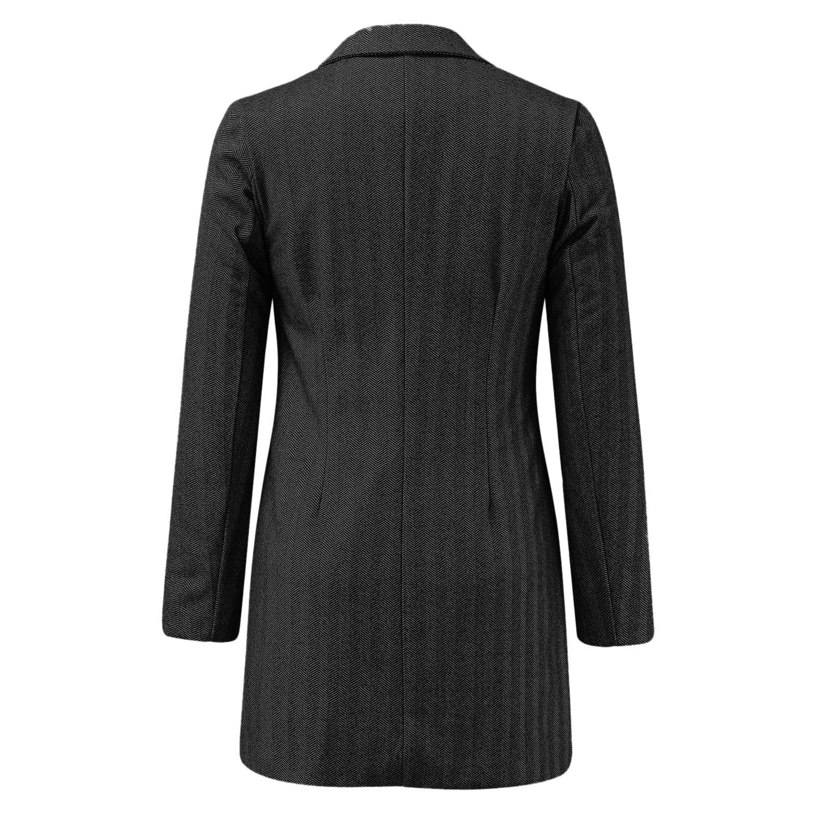 Trench - Cappotto lungo da donna, per le mezze stagioni, antivento, lungo, giacca invernale, con colletto a risvolto, cardigan invernale, giacca per le mezze stagioni, giacca aperta sul davanti