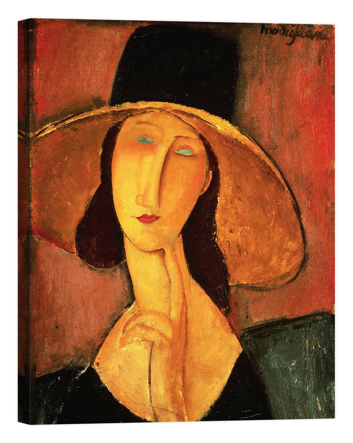 LuxHomeDecor Quadro Stampa su Tela con Telaio in Legno Amedeo Modigliani Portrait of Jeanne Hebuterne con Vernice Effetto Dipinto Misura 70x50 CM