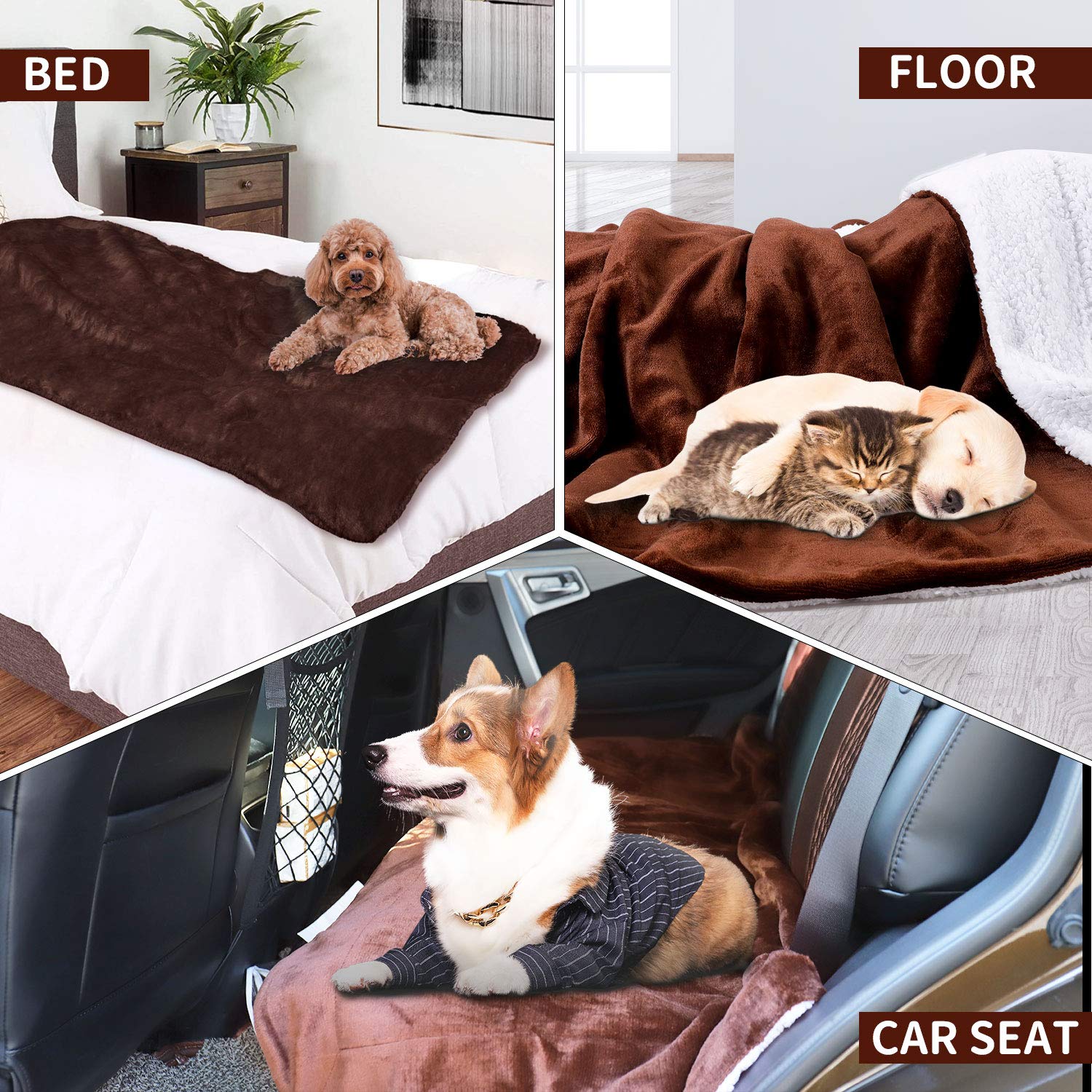 2 Coperte Per Cani E Gatti | Morbide, Lavabili | Bianco E Grigio | 70x100 Cm