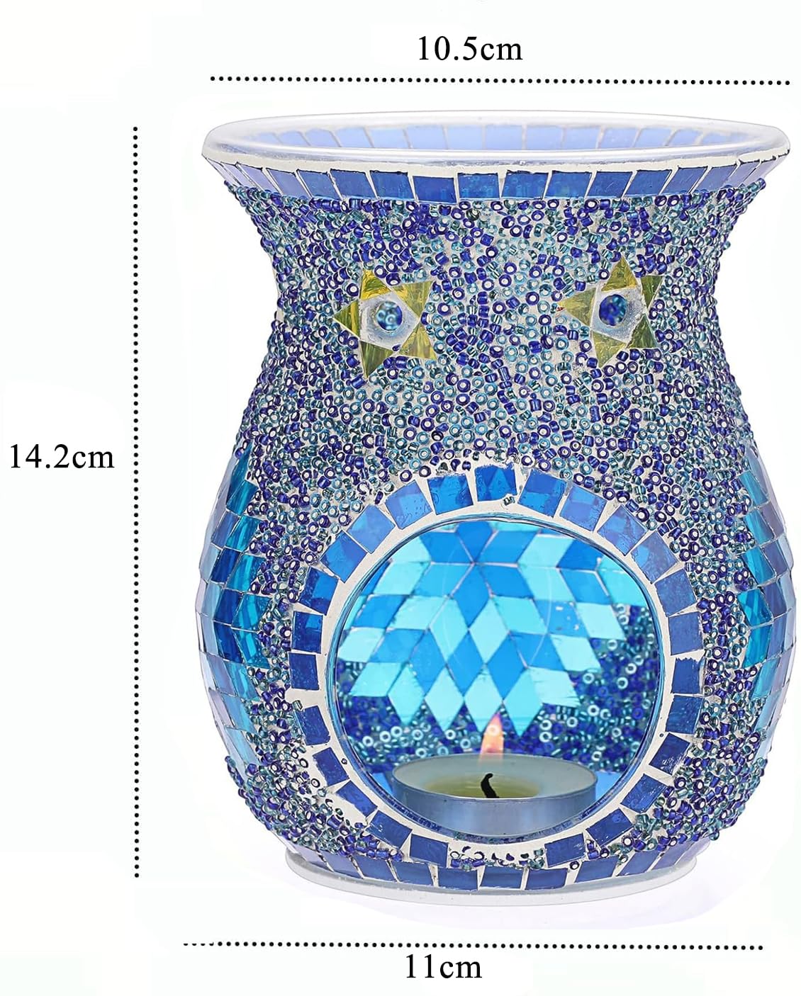 budiniao Aroma Wax Brander Glazen Oliebrander Handgemaakte Aromatherapie Etherische Olie Diffuser Geurverspreider voor Home Decor, Blauw
