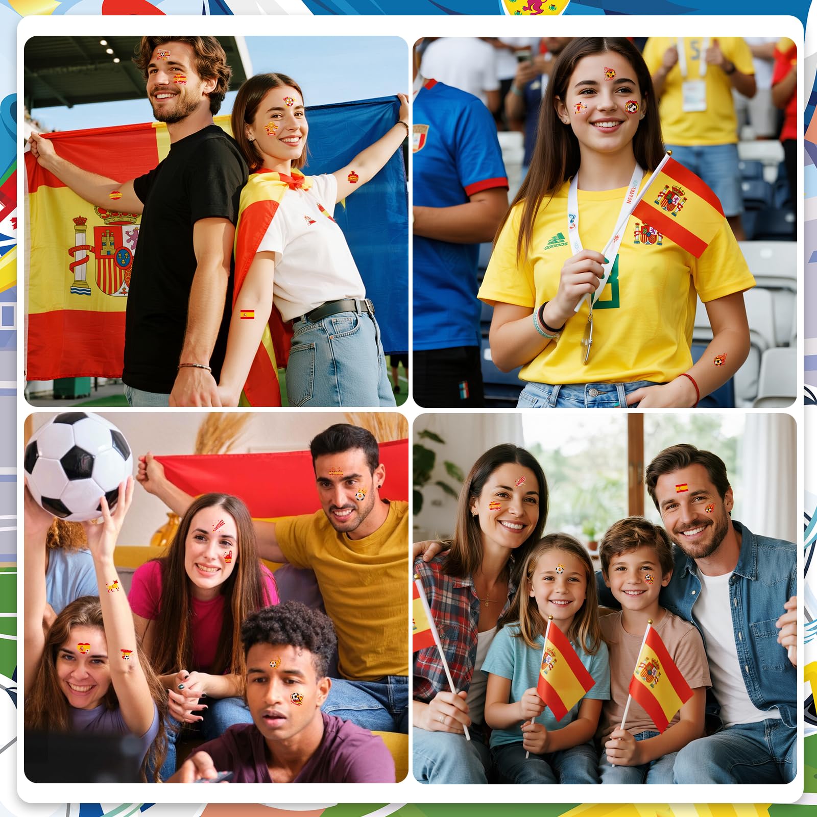 DPKOW 40 Tatuajes de fútbol de la Copa del Mundo de España, Accesorios para aficionados españoles del Mundial 2026 Tatuajes temporales de fútbol regalos de la Copa del Mundo, Decoraciones Mundial 2026 - 5