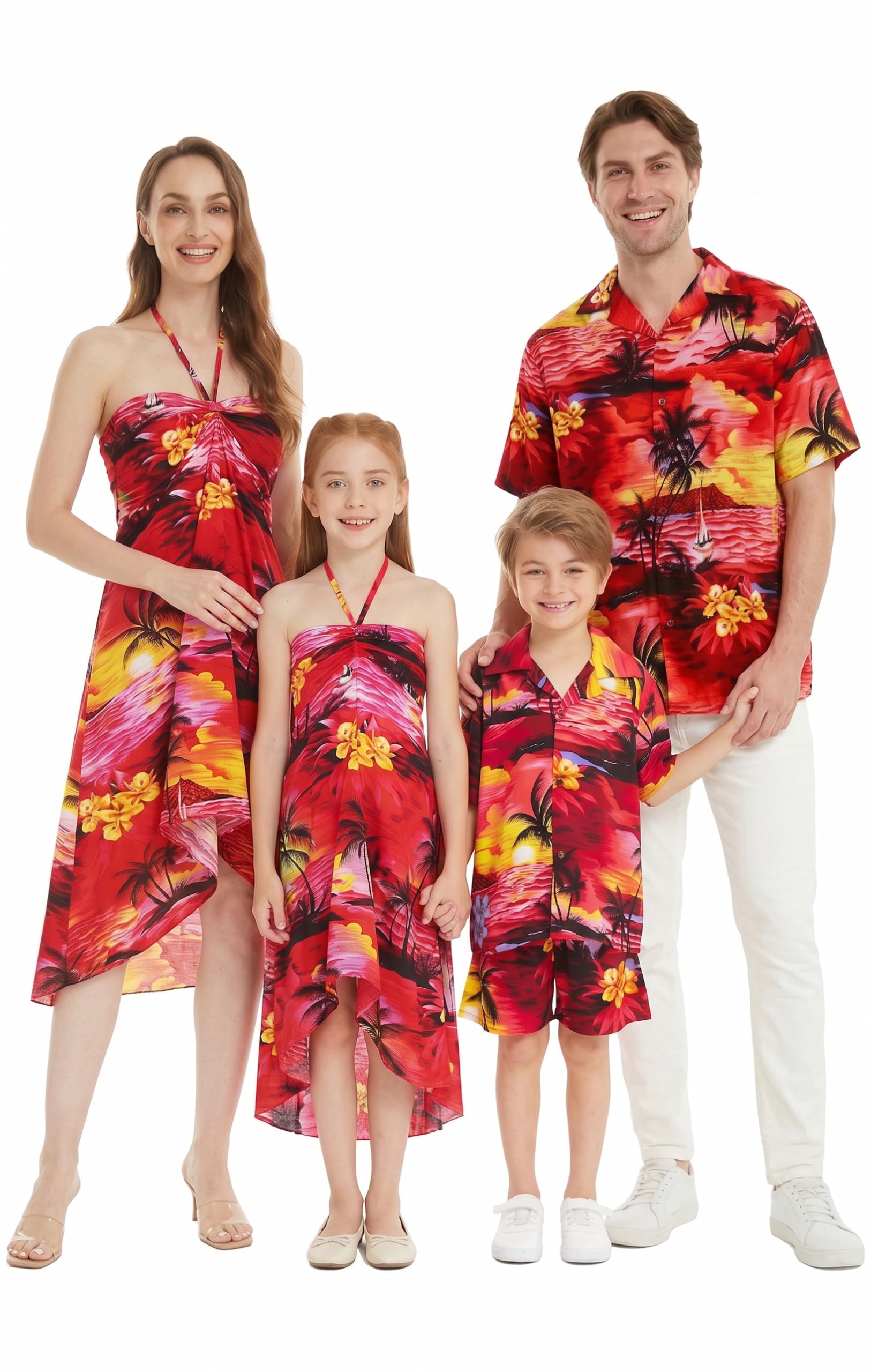 Hawaii Hangover Family Matching Hawaiian Clothes, Sunset Red
