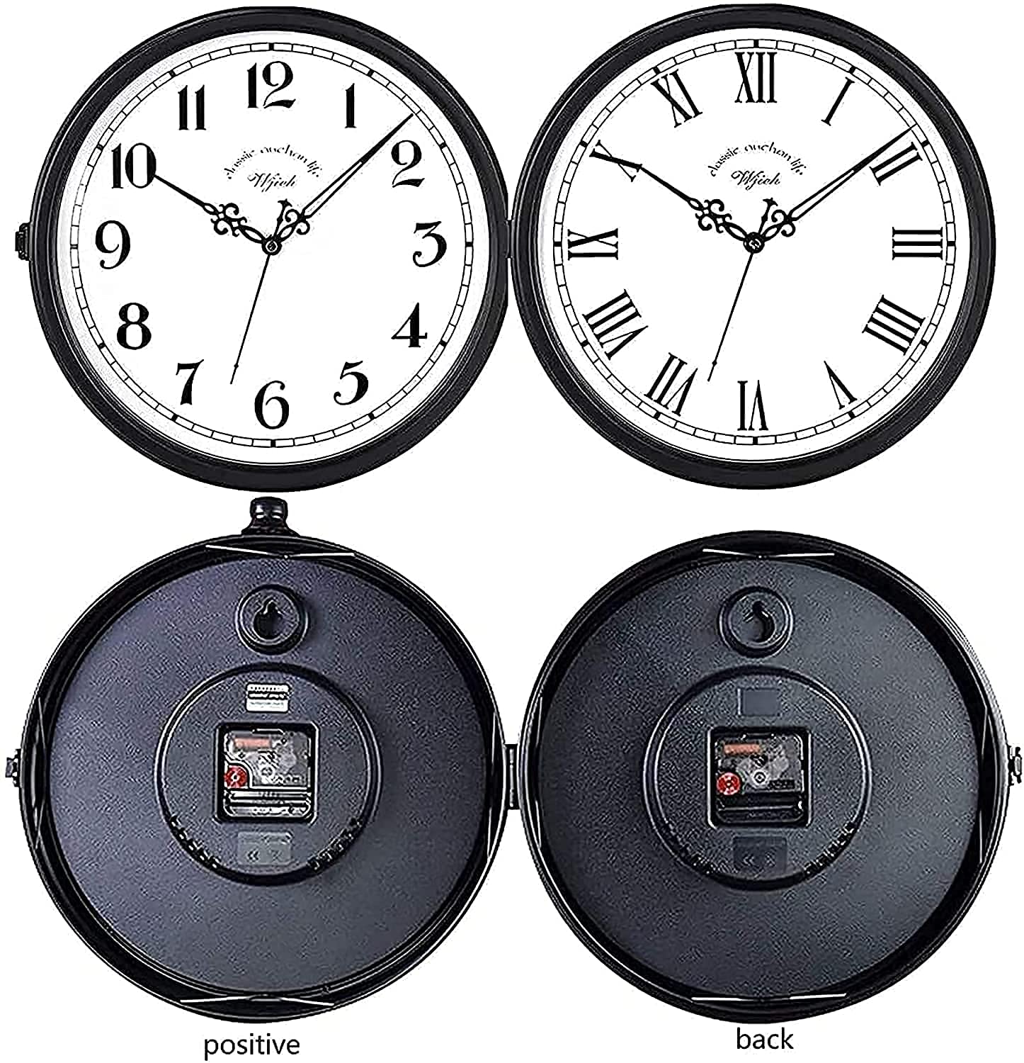Reloj impermeable para exteriores, aspecto de termómetro antiguo, reloj colgante de doble cara para patio, garaje, estación de tren, uso en interiores y exteriores