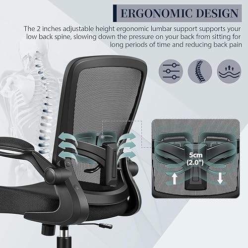 Miniatura 4 de FelixKing Silla de oficina, silla de escritorio ergonómica con altura ajustable y soporte lumbar, sillas giratorias, silla de computadora de