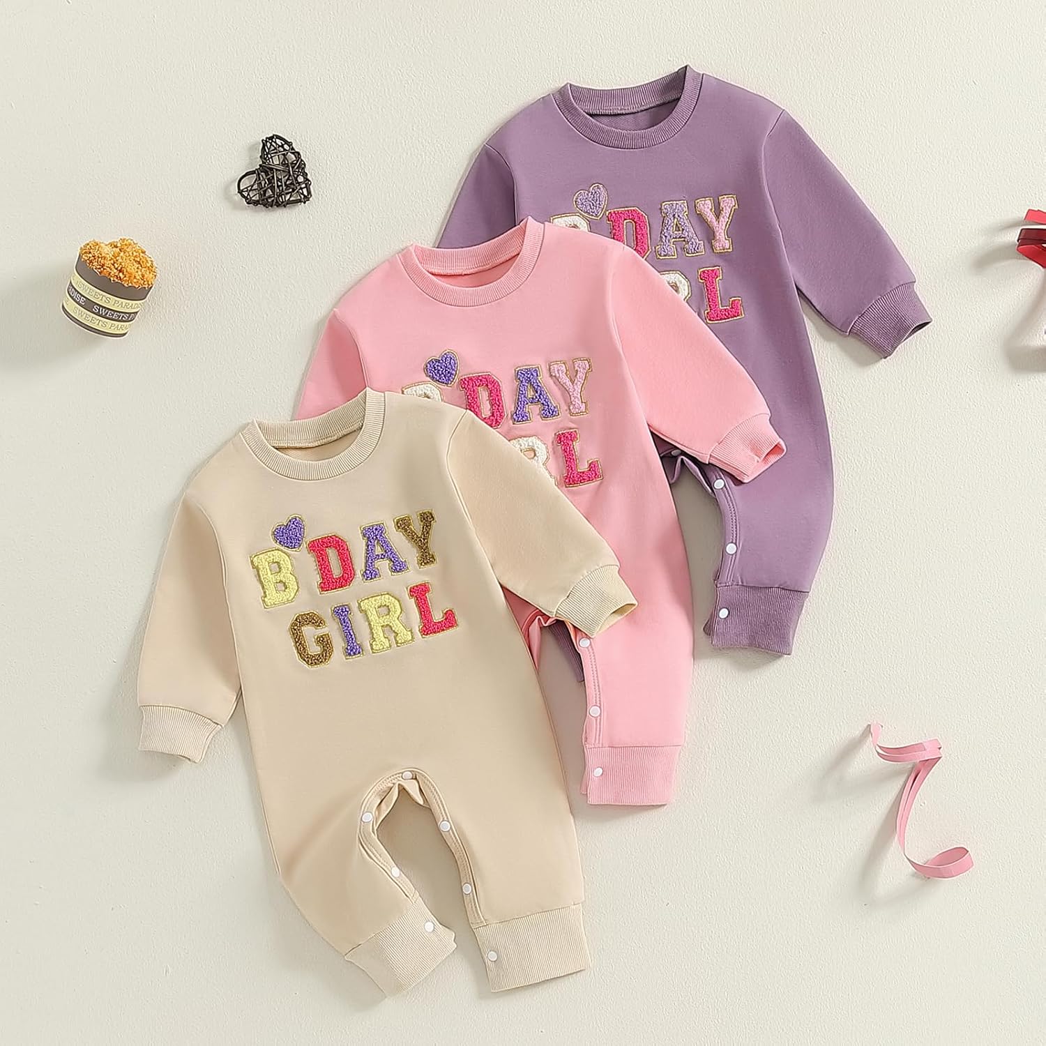 SAYOO First Birthday Outfit Girl Boy Birthday Girl Birthday Boy Embroidery Romper Overall Baby One Year Old Jumpsuit Outfit - Image 2