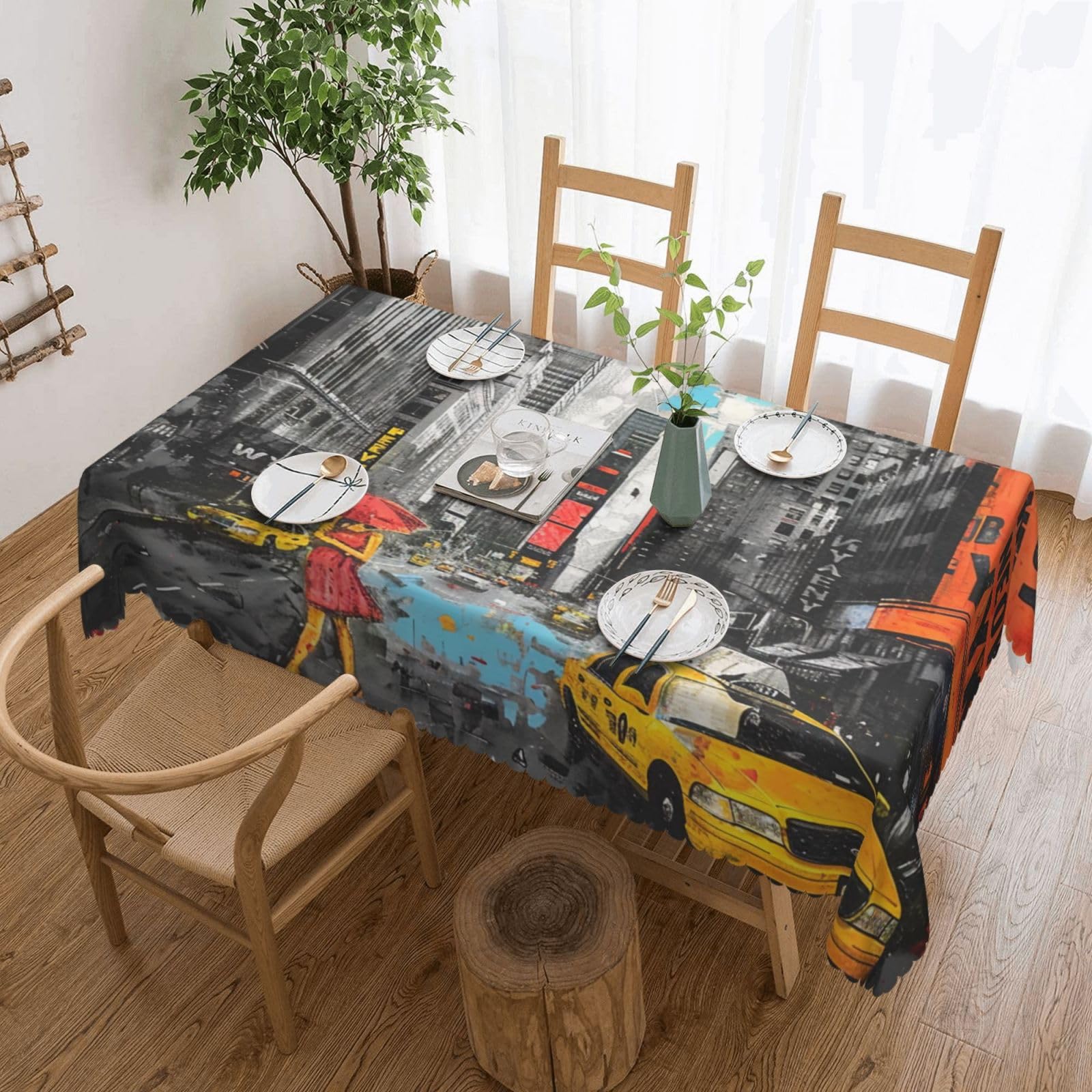 Nappe rectangulaire imprimée tissu lavable 183x137 pour repas de fête