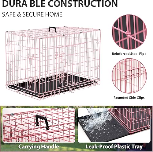 Miniatura 4 de Jaulas extra grandes de 48 pulgadas para perros medianos, plegables de doble puerta, XXL, para perros grandes, para interiores y exteriores, jaulas