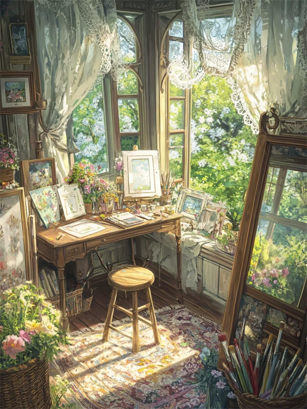 Malarstwo diamentowe 5D, obraz do malowania diamentami 5D, obraz kwiatowy, 90 x 120 cm, okrągły obraz dla dorosłych początkujących, z akcesoriami, do samodzielnego wykonania mozaiki, zestaw do