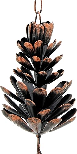 MISC 72" polvo largo del hierro de Brown de la cadena de lluvia de la piña de la ejecución del bronce antiguo cubierto