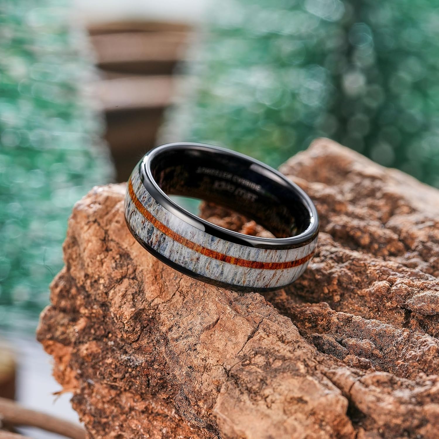 King Will 8mm Black Domed Tungsten Rings, Men's Wedding Rings Inlay Polished Ring for Men Women, Comfort Fit, Durable - Image 5