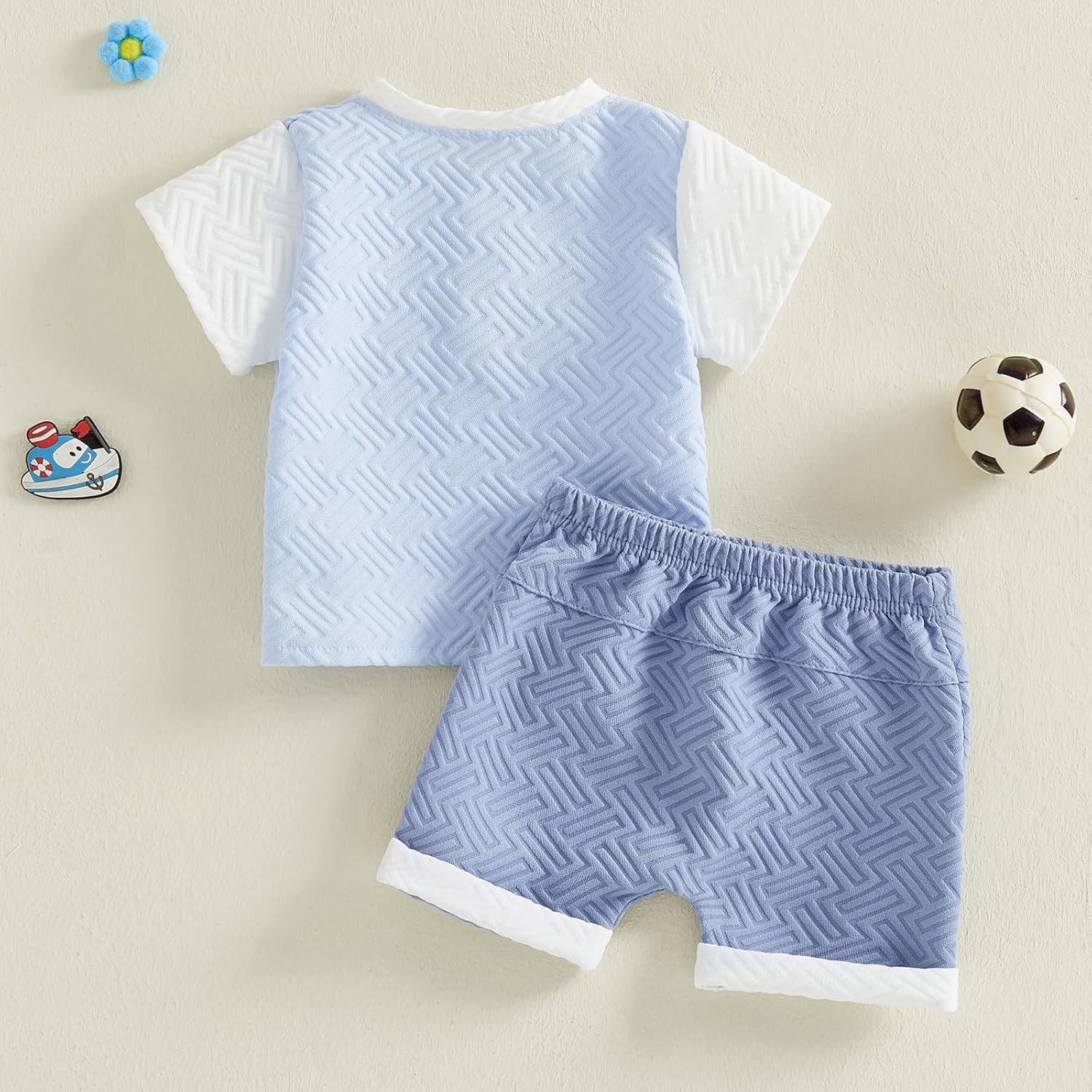 Baby Boy Summer Clothes Contrast Color Short Sleeve Toddler Shirts Pocket Shorts Infant Cute Outfits - Image 3