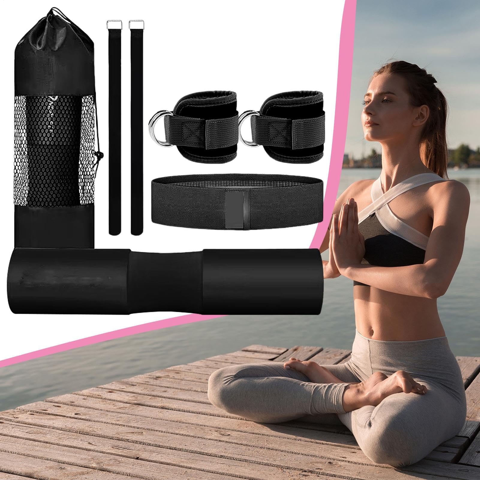 Barbell Pad Set,Barbell Schulterpolster | Fitness Set Mit Widerstandsbändern Und Knöchelriemen Für Kniebeugen Curls Beintraining Zuhause Bankdrücken