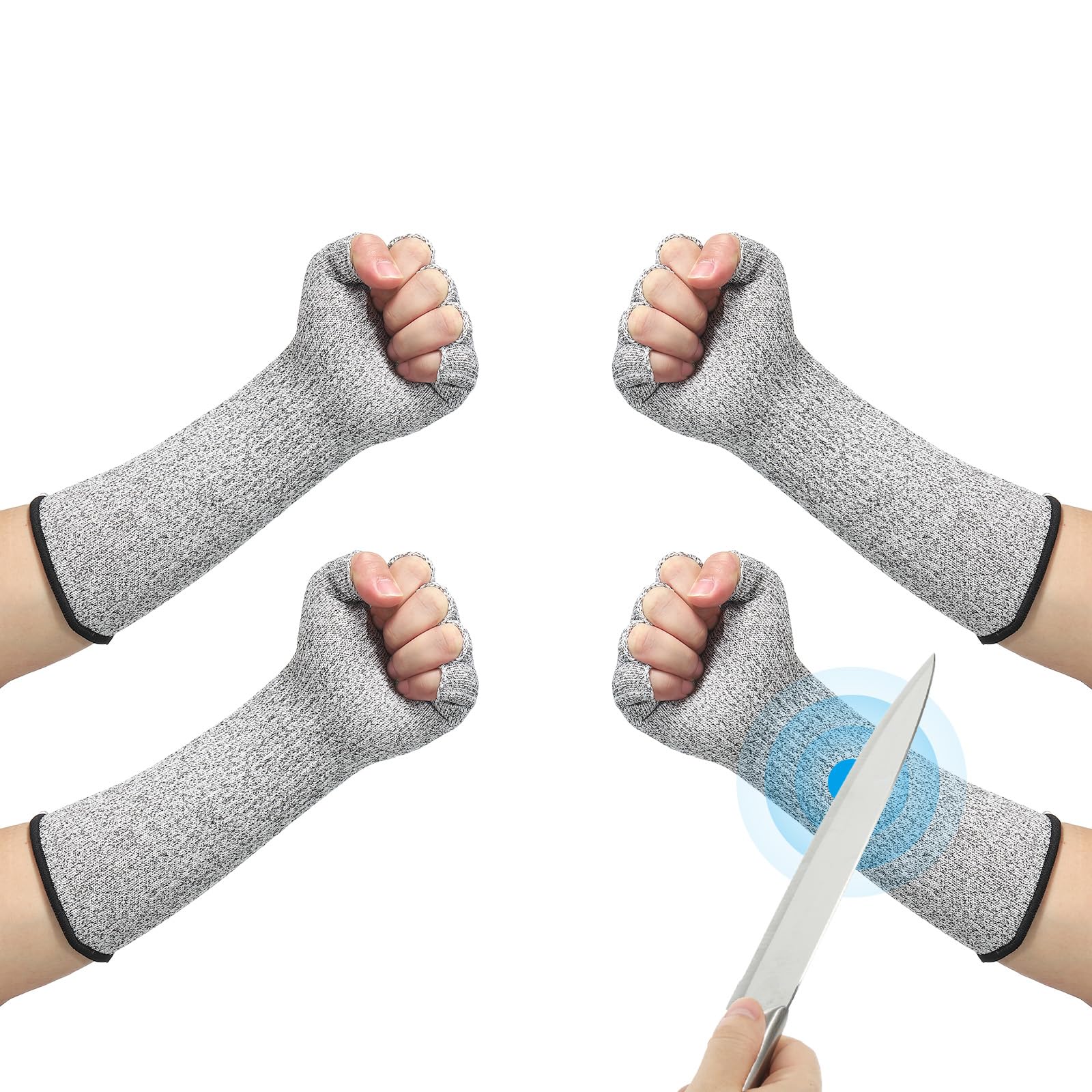 PATIKIL 12 Inch Cut Resistant Sleeves with Finger Grips