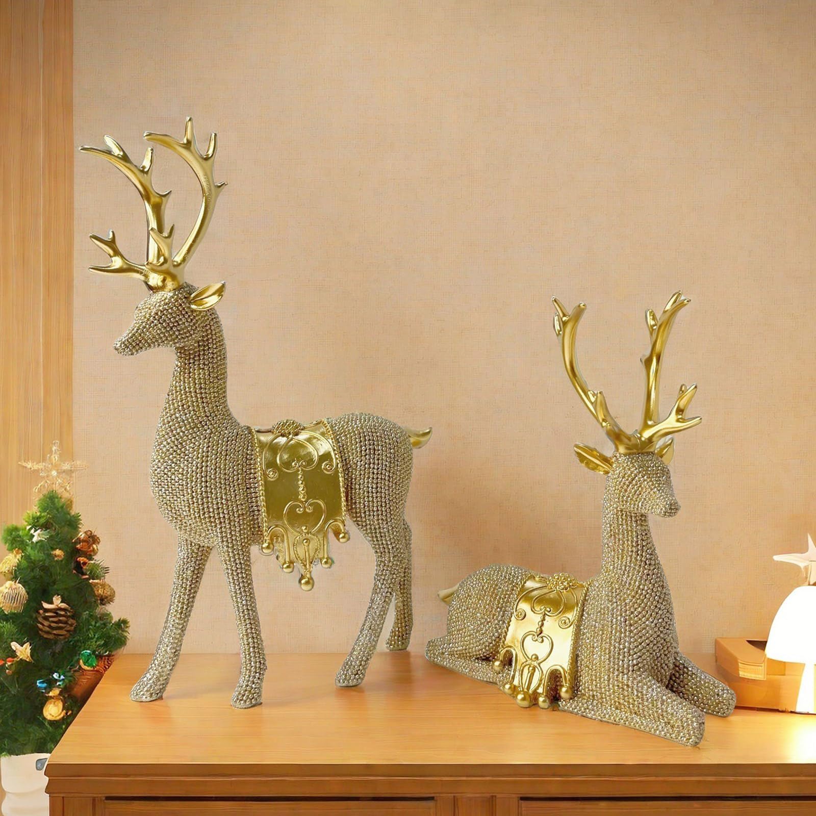クリスマス トナカイ 置物 2点セット 樹脂 鹿 動物 ミニチュア クリスマス トナカイ 置物 2点セット 樹脂 鹿 動物 ミニチュア