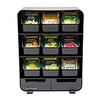 Vista 6 de Mind Reader Tea Bag Organizer, Tea Station Organizer, Countertop Storage, Kitchen, Plastic, 10.25"L x 3.25"W x 13.75"H, Black Negro