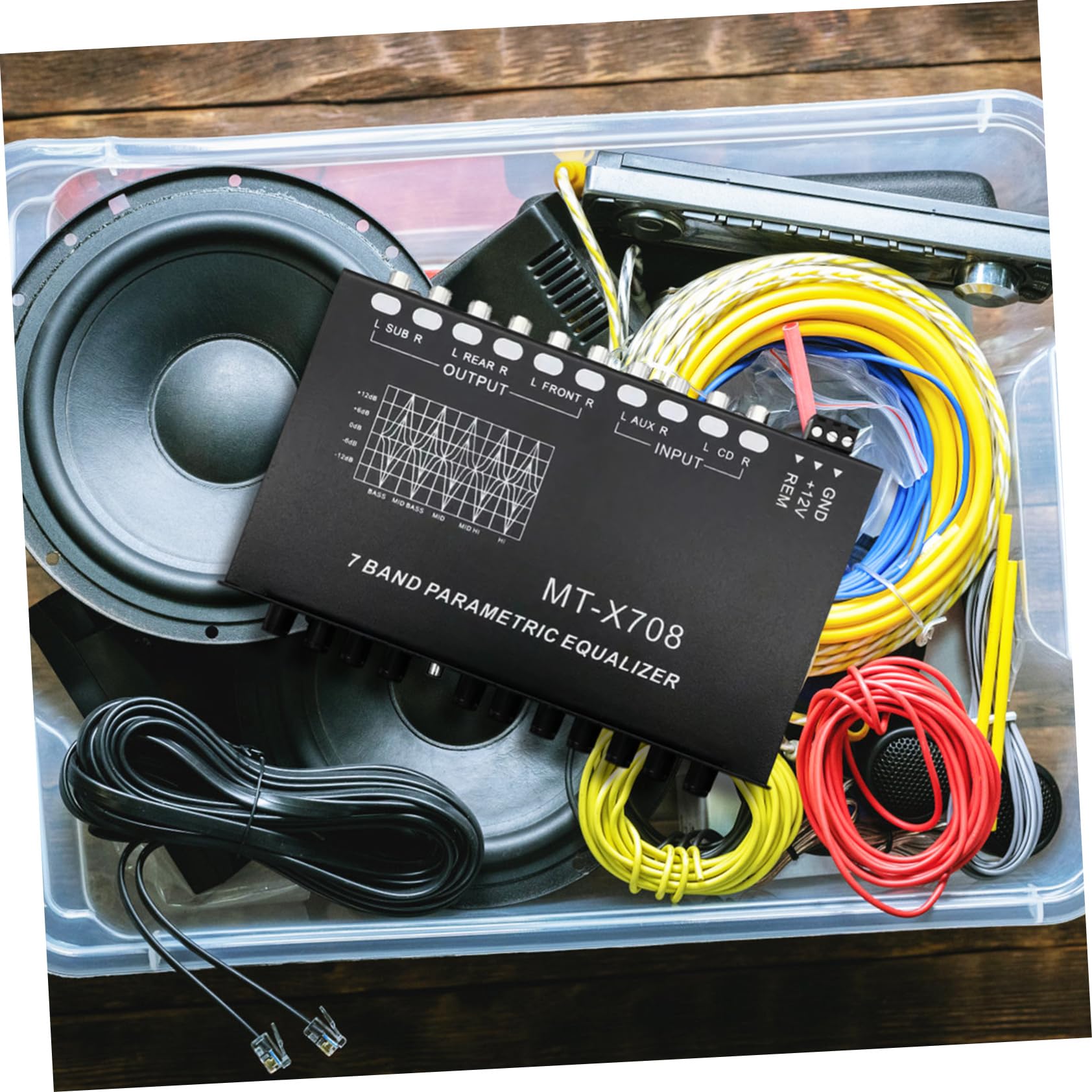 VILLCASE Ecualizador de Coche de 7 Bandas Seis Canales, Amplificador de Metal para Sistema de Audio de Automóvil, Interfaz Simple y Mejora Calidad de Sonido