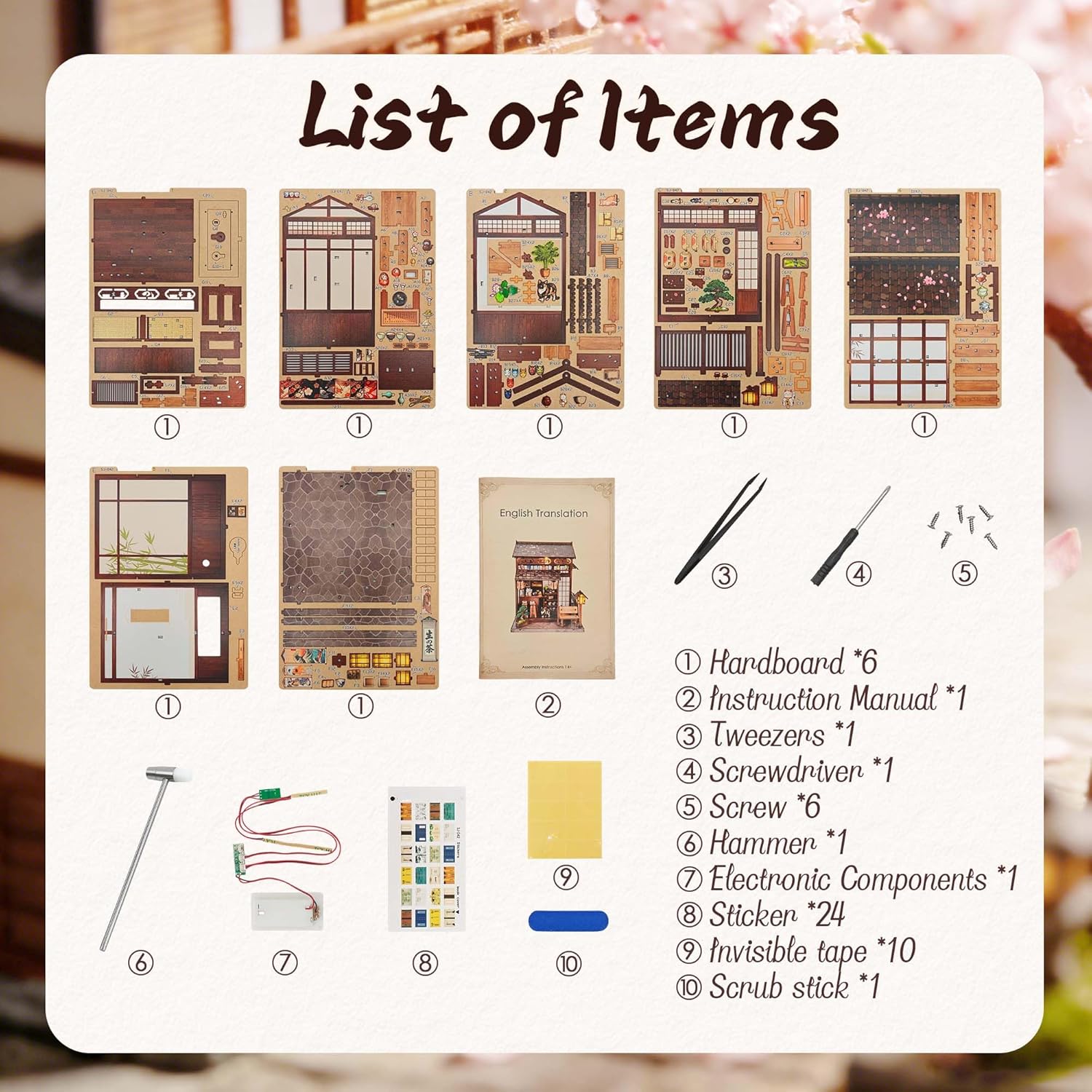 DIY Book Nook Kit, Sakura Tea Pavilion 3D Wooden Puzzle, Japanese Miniature House Kit for Adults & Beginners, Bookshelf Insert Decor Creative Gifts (220 PCS, 3-Hour Build)