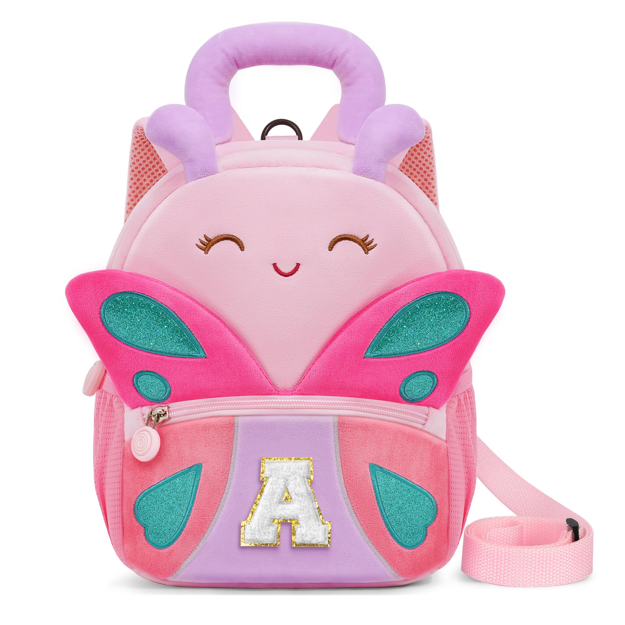 YOOLIFE Gifts For Grandkids Initial Birthday Gifts for Girls Kids Backpack for Little Girls Kindergarten Elementary School Bookbag for Girl Toddler Gift for Daughter Pink Backpack A