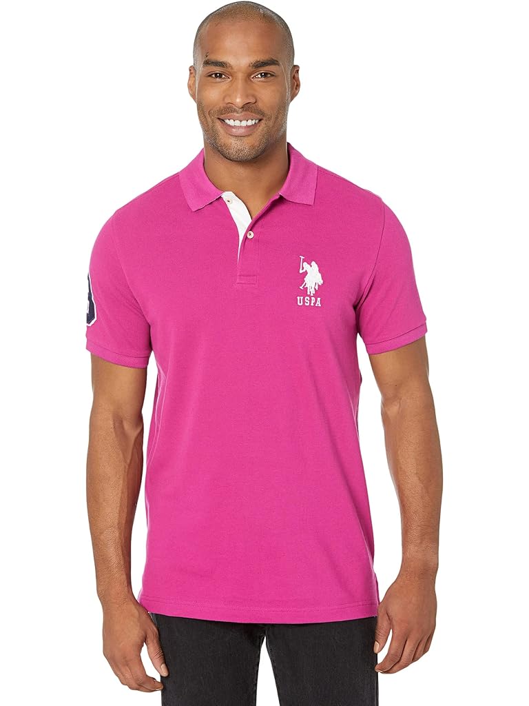 U.S. POLO ASSN. Slim Fit Big Horse Polo with Stripe Collar