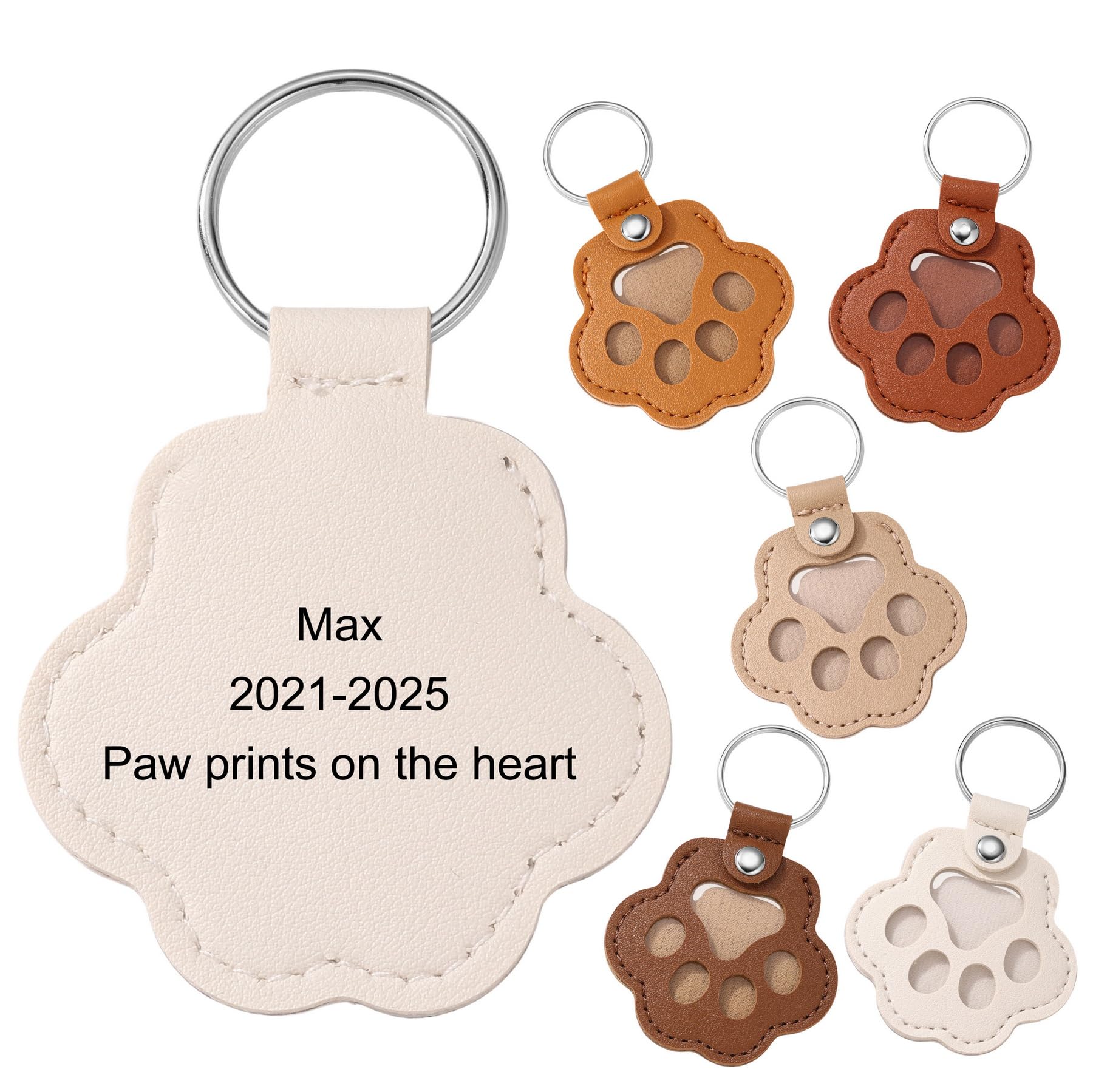 MeMeDIY Personalized Dog Hair Keychain Custom Name Pet Cat Fur keepsake Paw Leather Keychain Pet Memorial Gifts for Dogs - B5