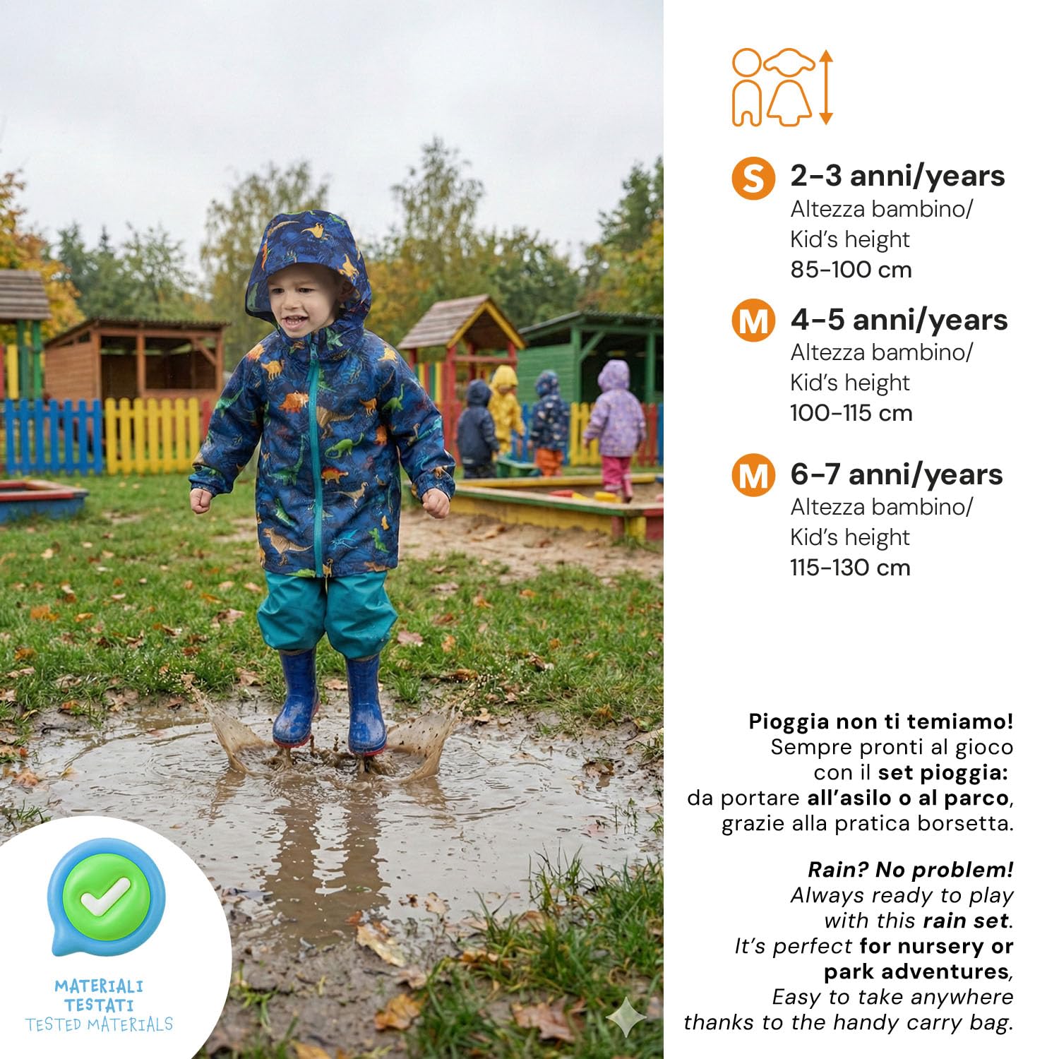 Veste Imperméable et Pantalon de Pluie Enfant - Combinaison de Pluie Légère 2 Pièce Fille Garçon - Manteaux Vetements Impermeable avec Capuche