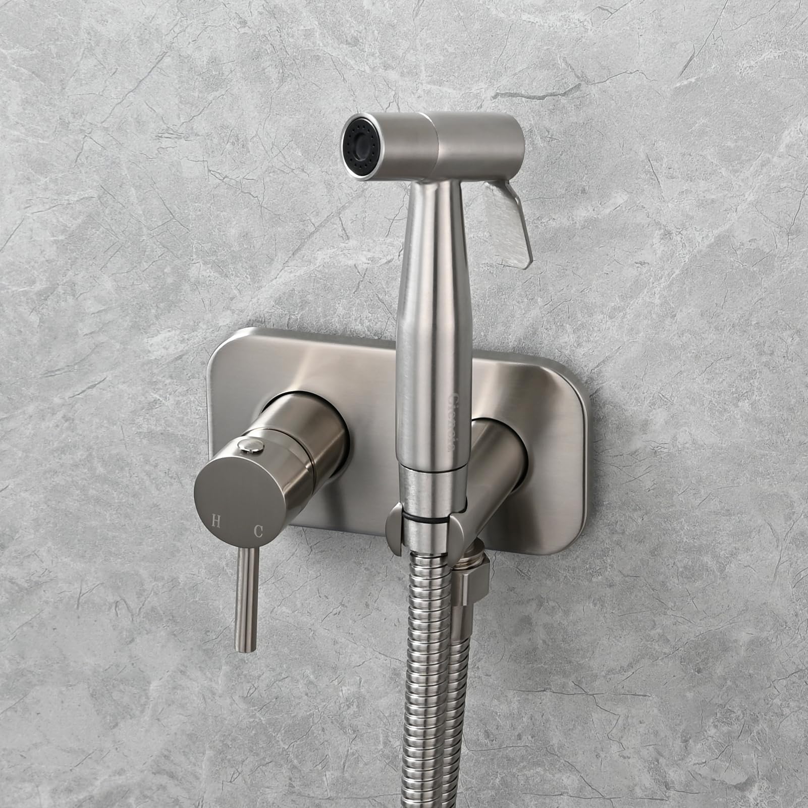 Kit de bidé portátil de acero inoxidable montado en la pared para higiene íntima, fácil instalación, presión de agua ajustable, ideal para la comodidad del baño WS024F9