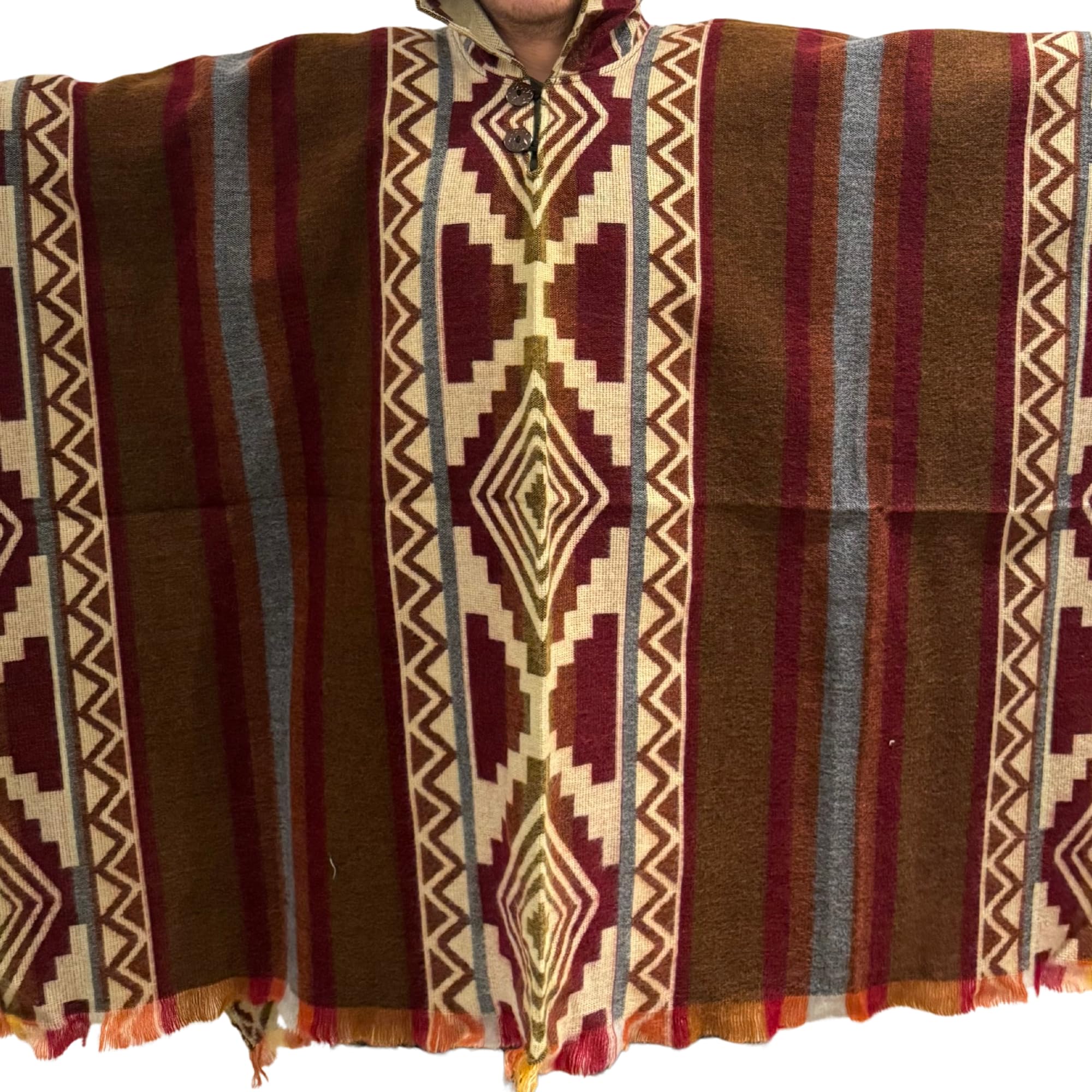 Gamboa Ecuadorianischer Alpaka Wolle Poncho Herren Ponchos Kapuze Cape Pancho Männer Mexikanischer Wollponcho Winter