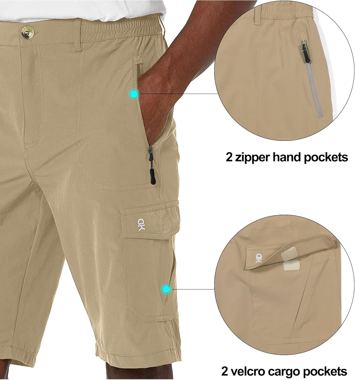 Little Donkey Andy Men's 11 Inch Quick Dry Bermuda Stretch Cargo Shorts Hiking Travel Golf - Image 4