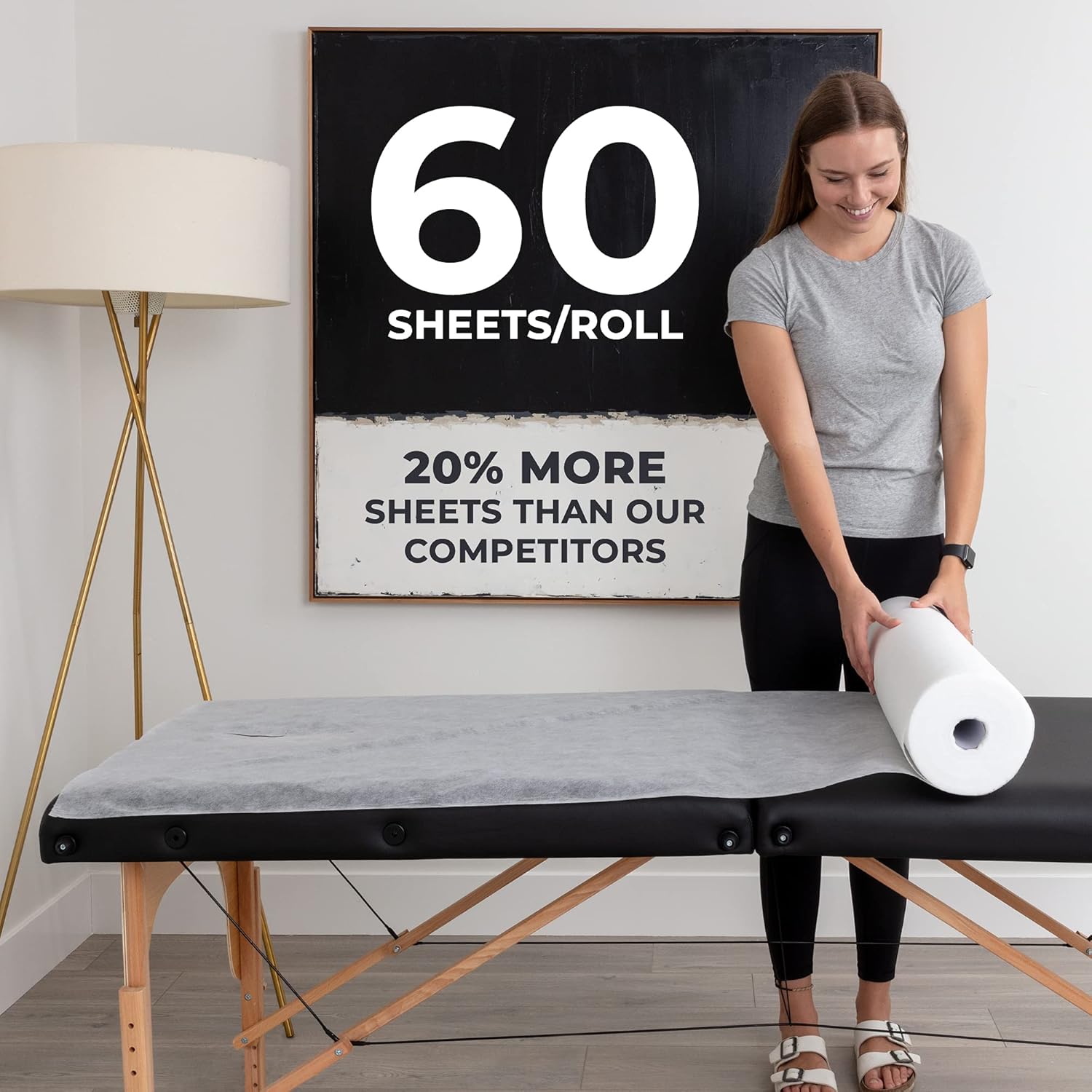 MASERTIO Disposable Massage Table Sheets - 60 Sheets Per Roll - Recyclable Nonwoven Fabric Disposable Bed Sheets for Massage, Tattoo, Waxing - No-Crinkle Massage Sheets - 31.5 x 71 Inches (2 Rolls) : Beauty & Personal Care