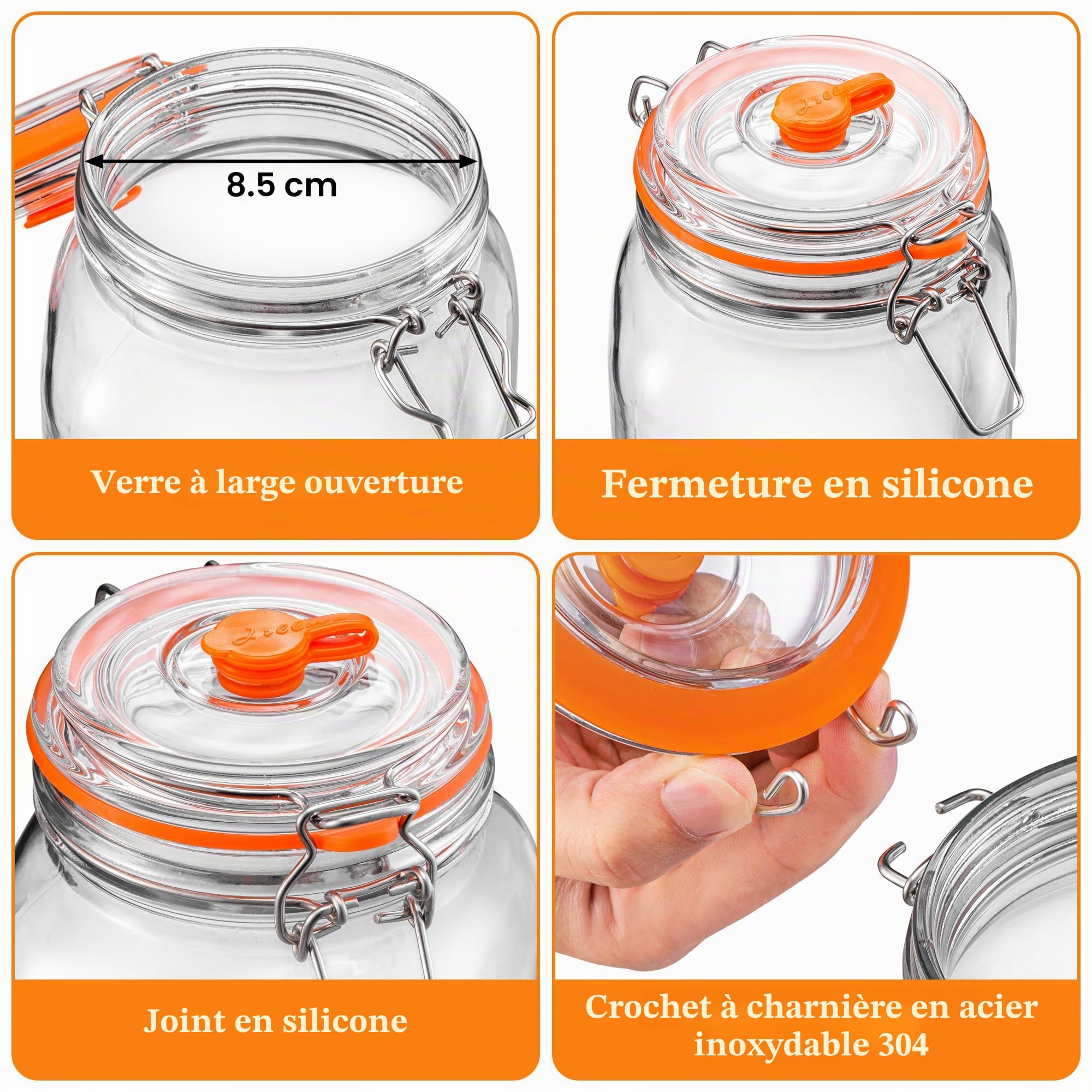 Lot de 2 bocaux de fermentation de 2 L avec poids et verrou d'air, kit de fermentation pour choucroute, kimchi, kombucha et cornichons