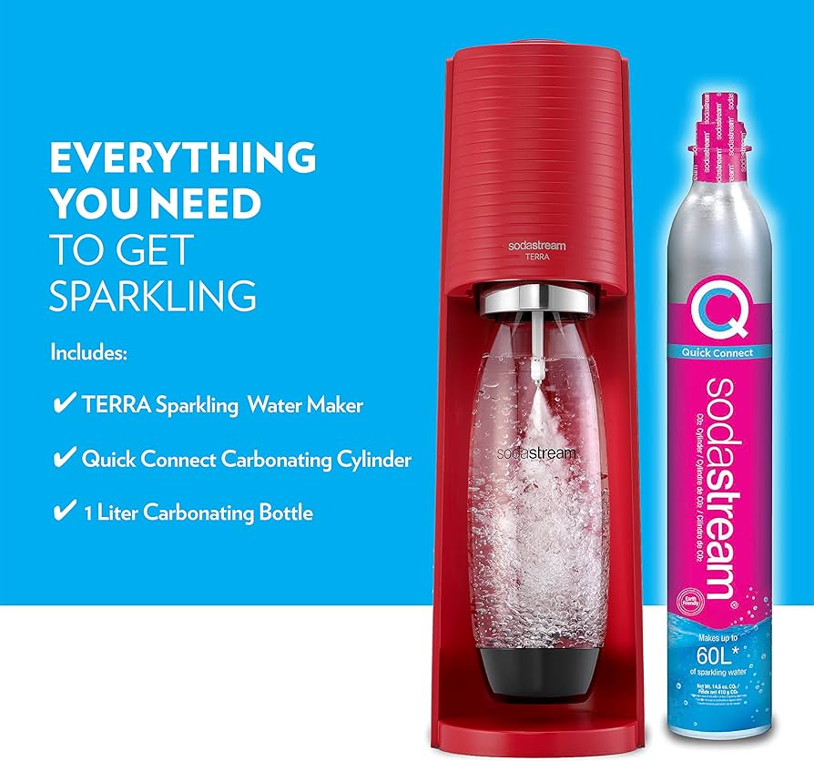 Amazon.com: SodaStream Terra Sparkling Water Maker (Red) with CO2 Amazon.com: SodaStream Terra Sparkling Water Maker (Red) with CO2