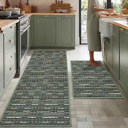 BSICPRO Kitchen Rugs Set of 2 Green
