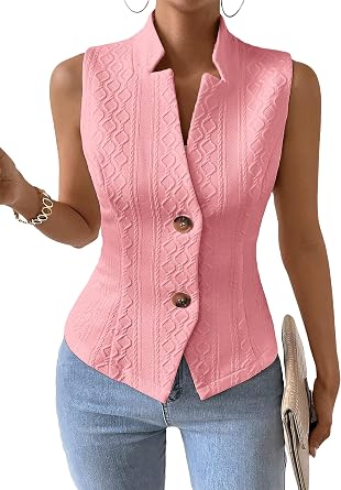 Mina Self Womens 2026 Summer Lightweight Knit Vest Top - Breathable Stretchy Floral Trendy Casual Work Office Slim Waistcoat