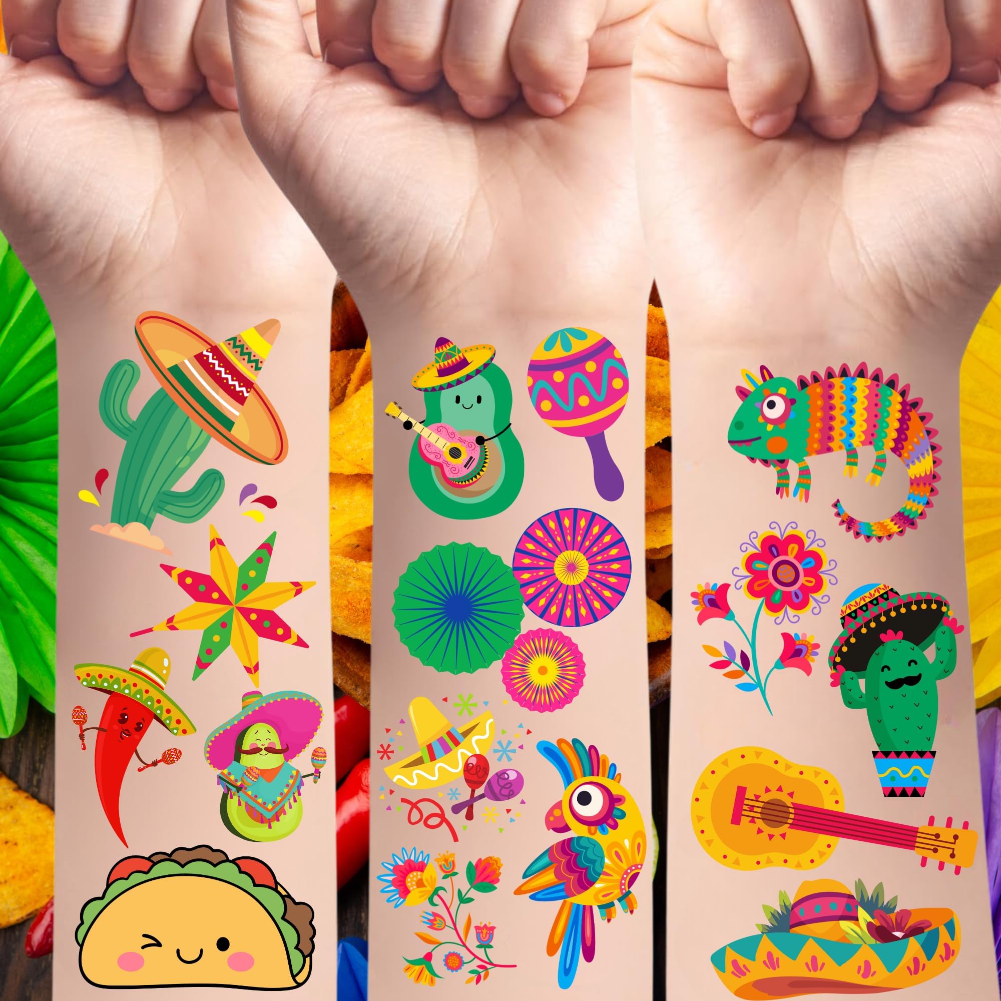 Amazon.com : Cinco De Mayo Mexican Fiesta Temporary Tattoos Face Body ...