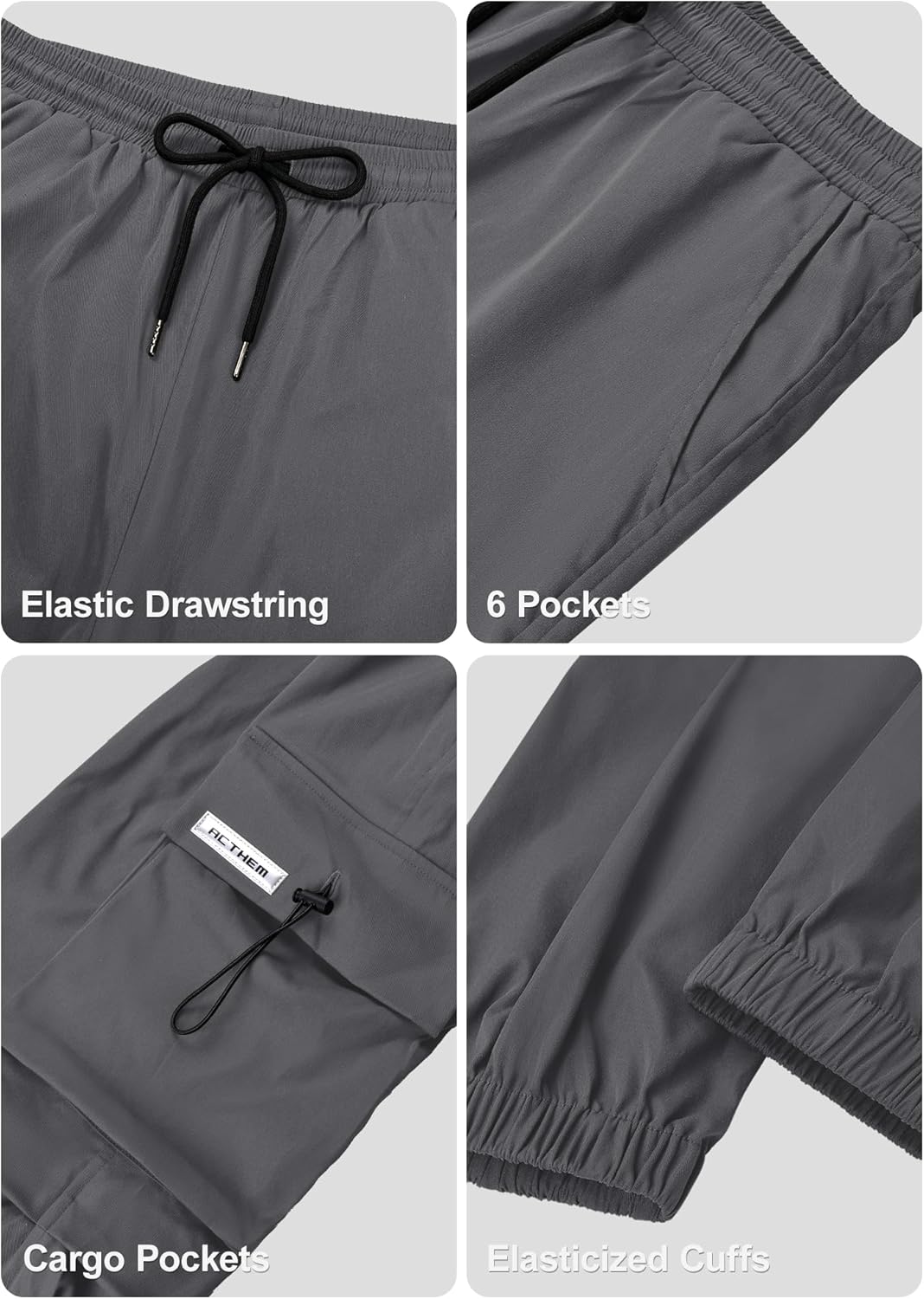 PLEPAN Mens Baggy Cargo Pants Loose Fit Casual Parachute Pants Elastic Waist Drawstring Streetwear Joggers Sweatpants - Image 5