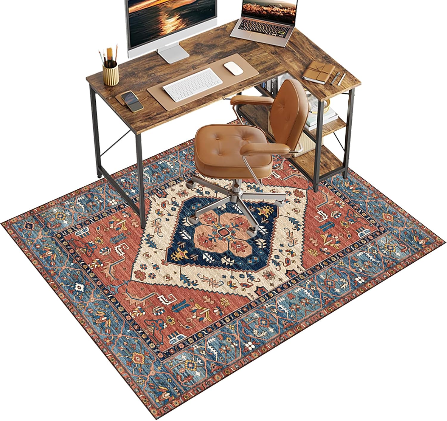 Chair Mat for Carpet & Hardwood Floors 120x160 cm Office Desk Protector Anti-Skid Rolling Chair Mat Noise-Reducing Multi-Purpose Floor Covering Style Rug for Home & Office